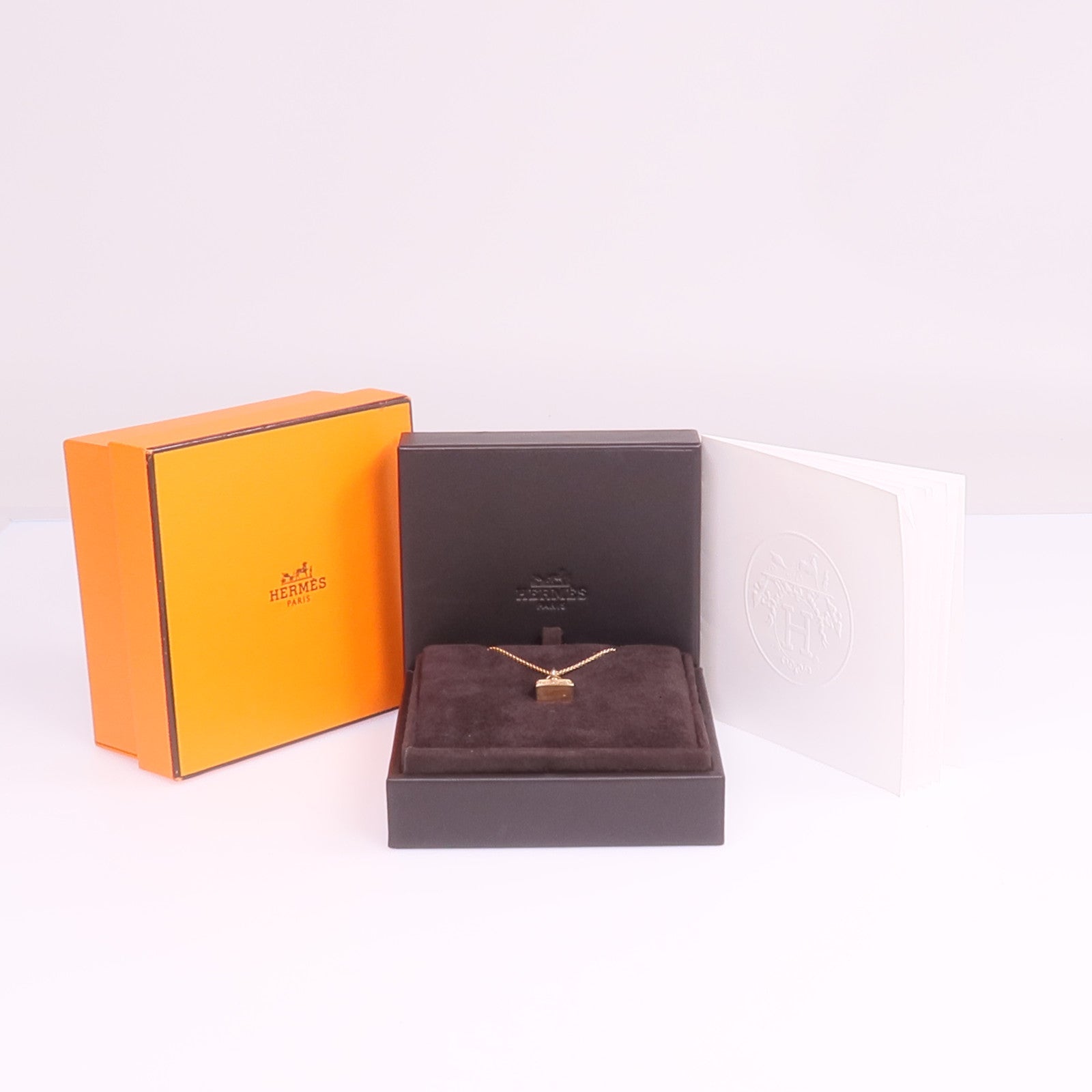 HERMES 18K玫瑰金Amulettes Kelly Pendant鑽石項鍊