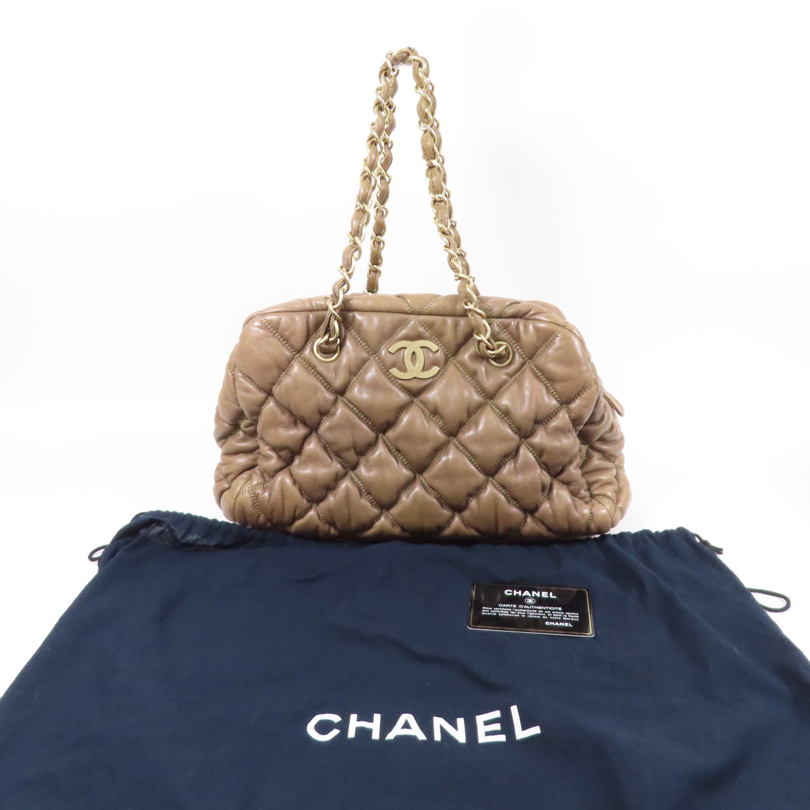 CHANEL 羊皮皮革Chain Shoulder金扣鏈帶肩背袋