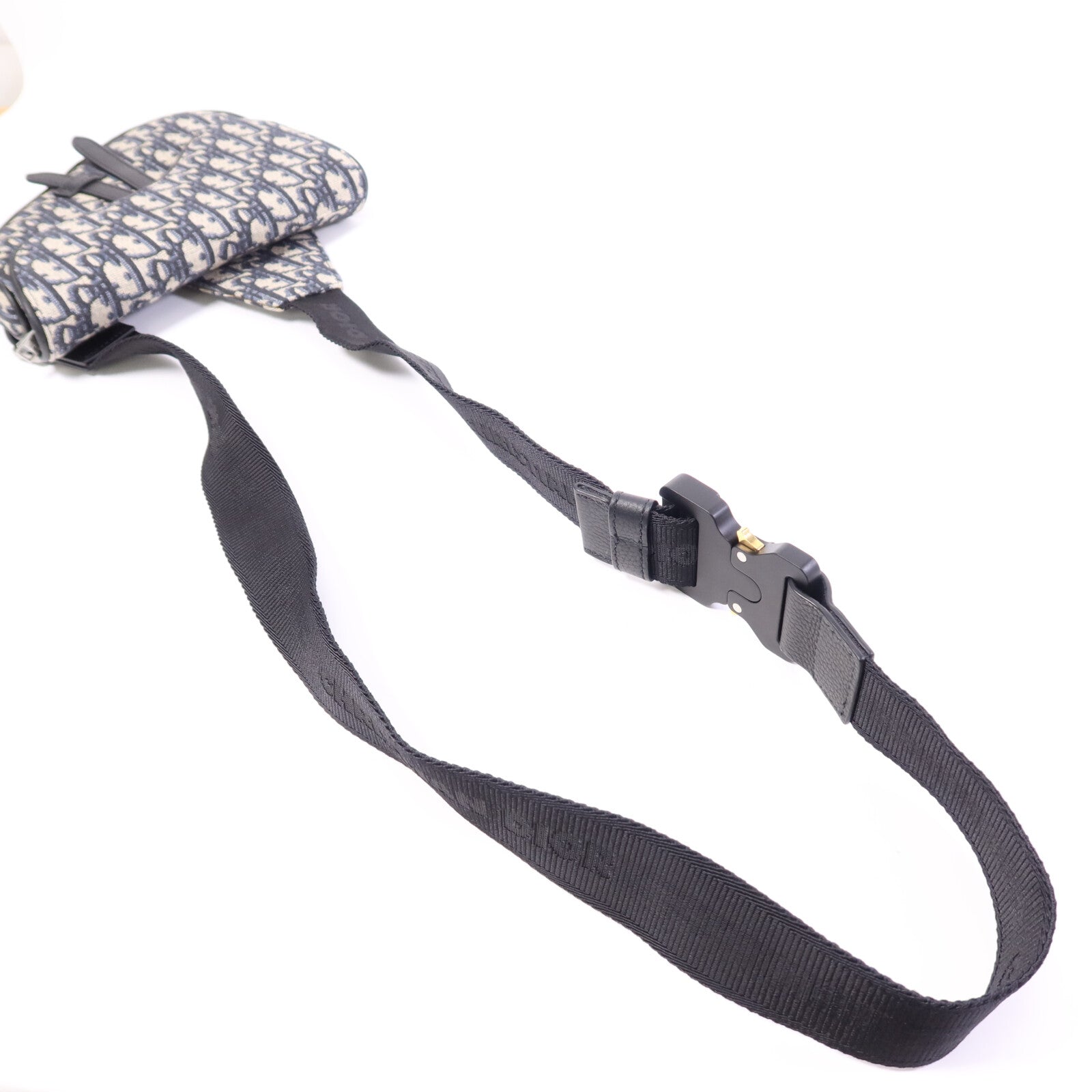 Dior 帆布Mini Saddle Bag銀扣肩背袋