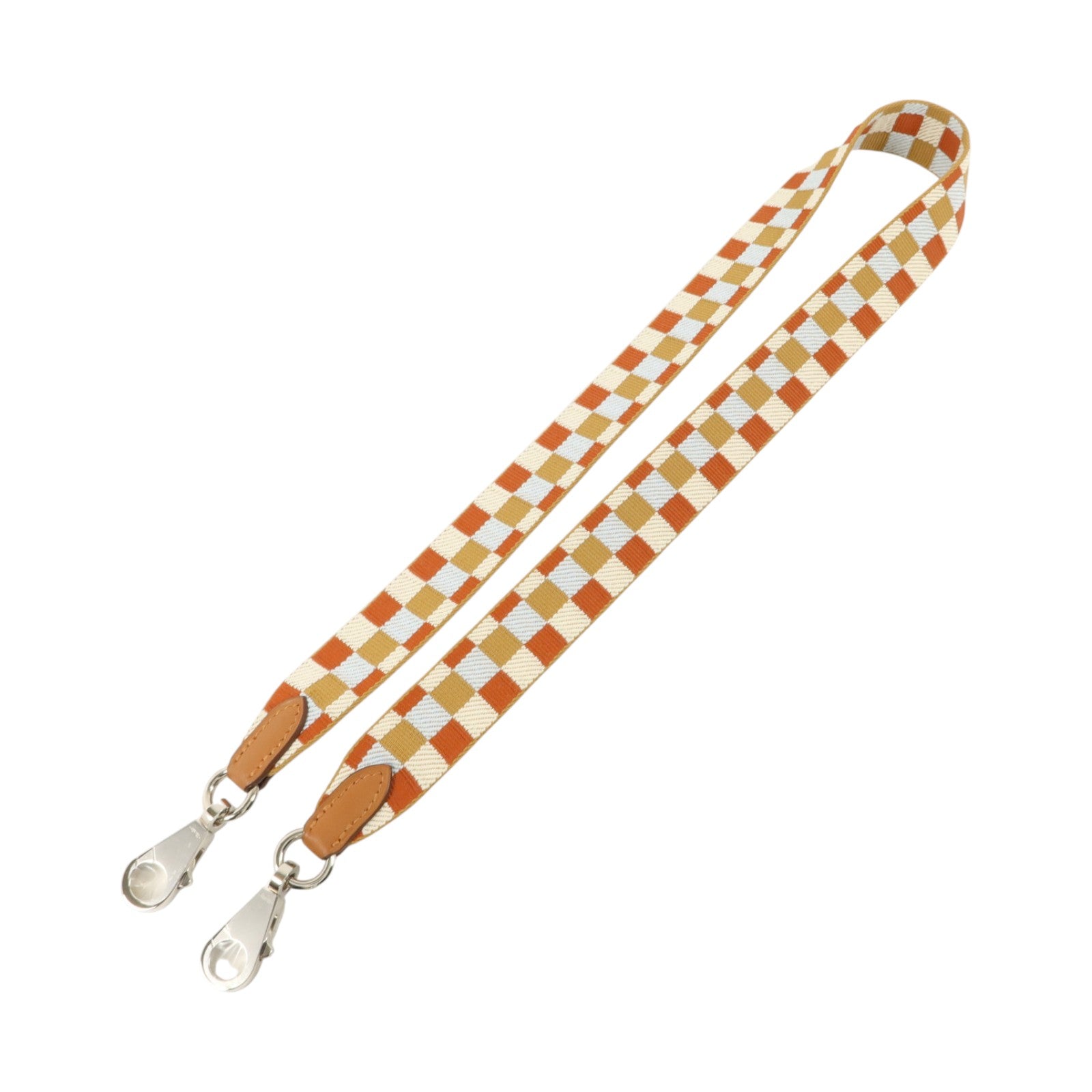 HERMES 帆布/Swift皮革Strap 70cm銀扣肩帶Gold