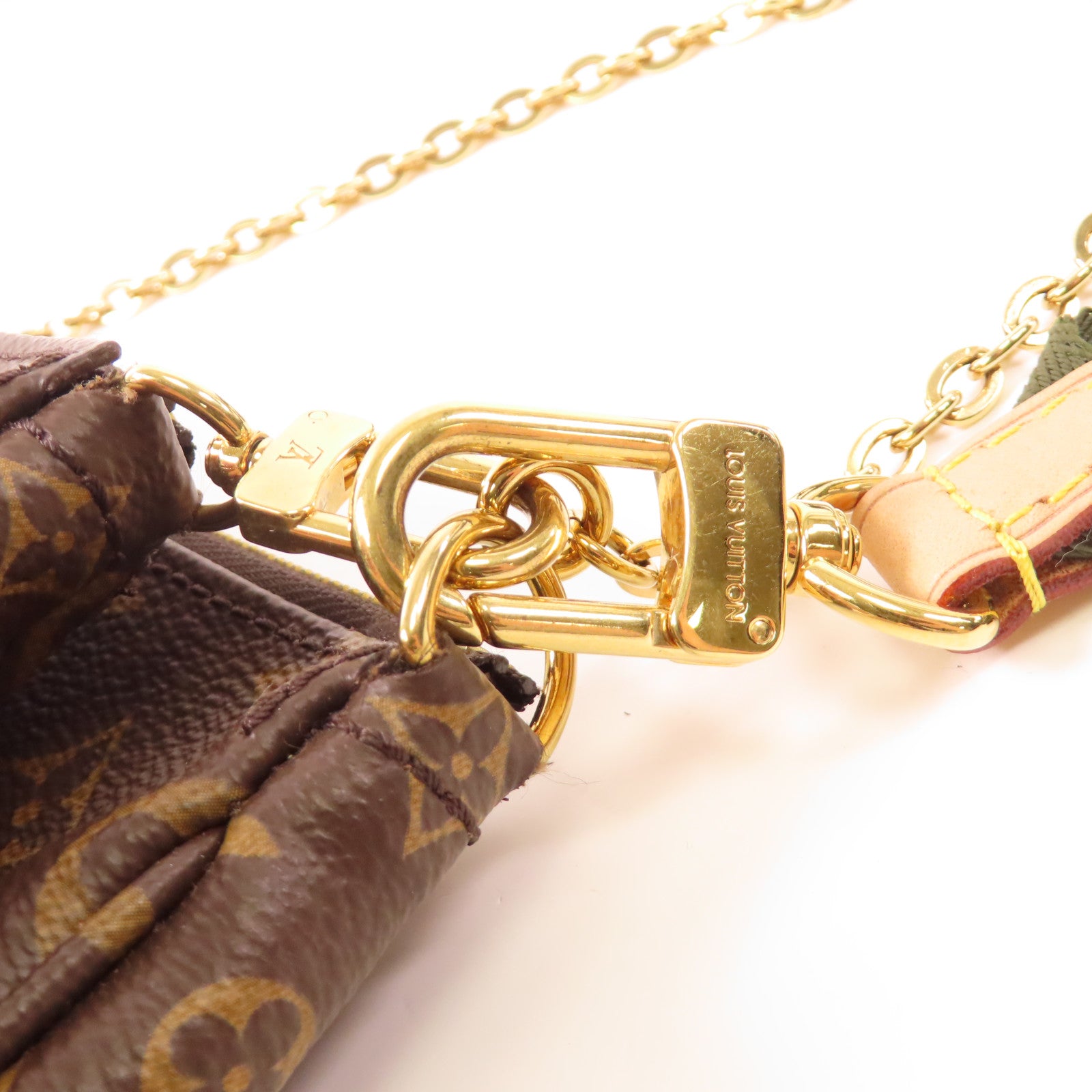 LOUIS VUITTON Monogram Multi Pochette Accessoires金扣肩背袋棕色