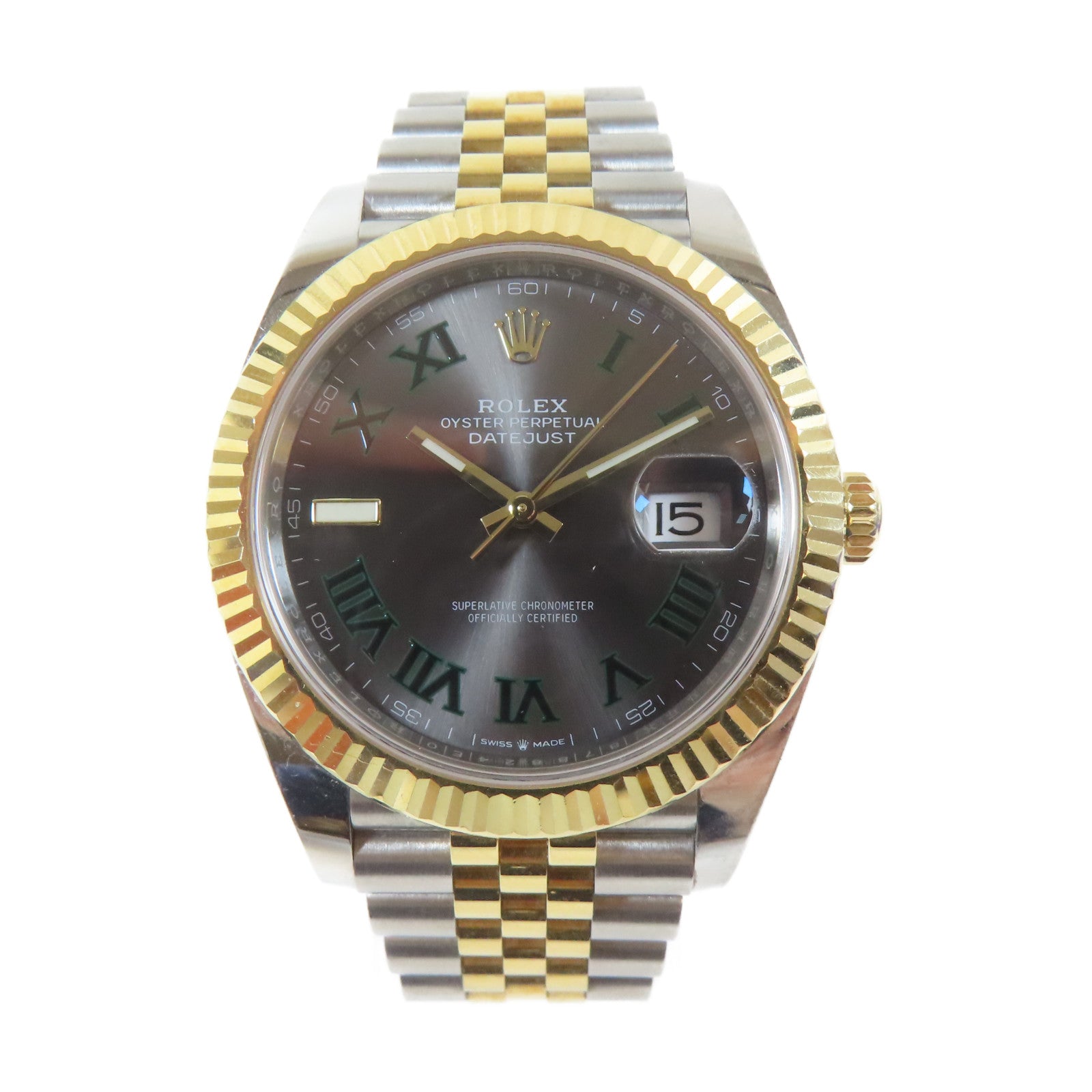 ROLEX Datejust18K黃金/不鏽鋼手錶自動機芯銀色#18cm