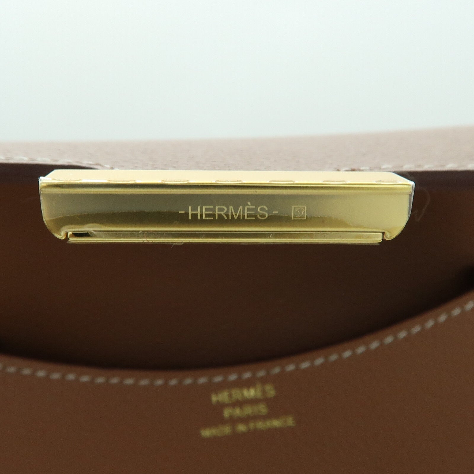 HERMES Evercolor皮革Constance Slim金扣錢包Gold