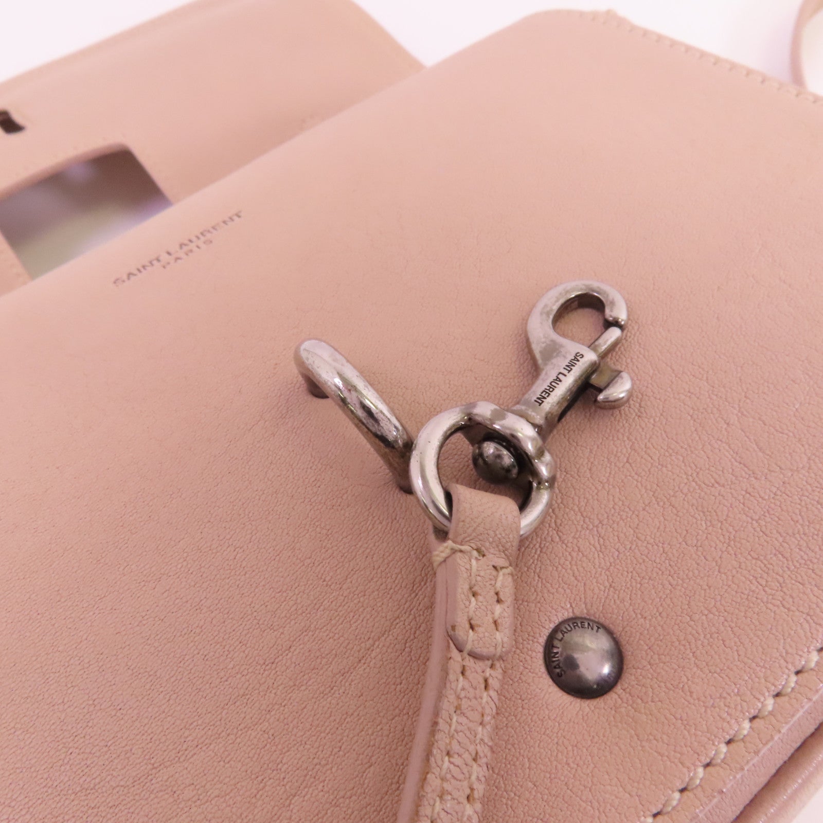 SAINT LAURENT 【激減優惠】牛皮皮革2Way Shoulder Bag銀扣手挽肩背兩用袋
