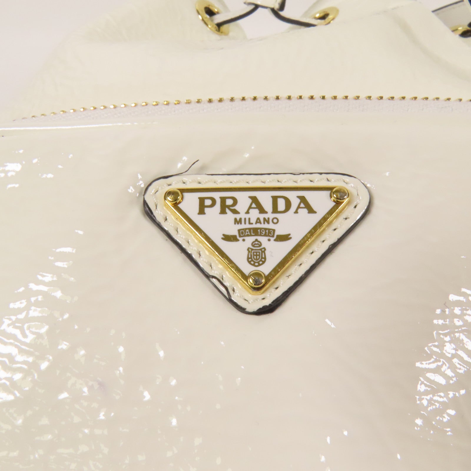 PRADA 漆皮皮革Duet NaplakBag金扣手挽肩背袋兩用袋