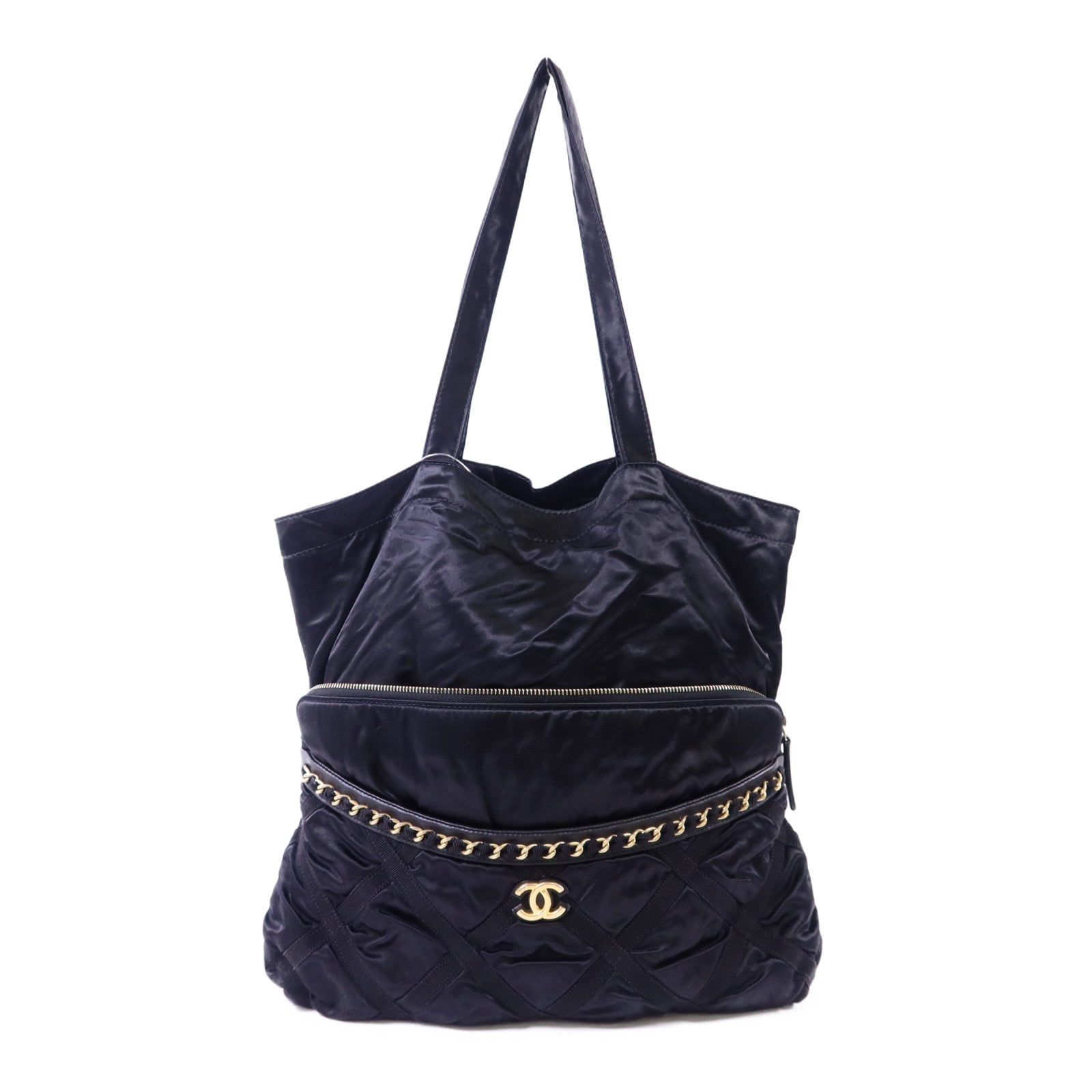 CHANEL 緞布Grosgrain Tote Bag金扣手挽袋