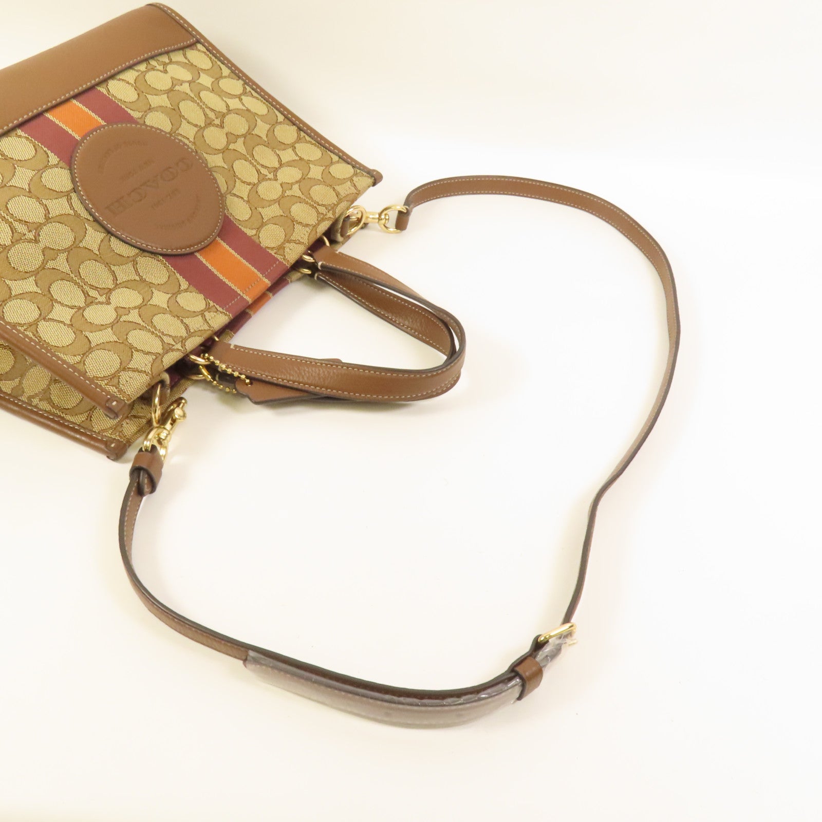 COACH 帆布2 Way Shoulder金扣手挽肩背兩用袋