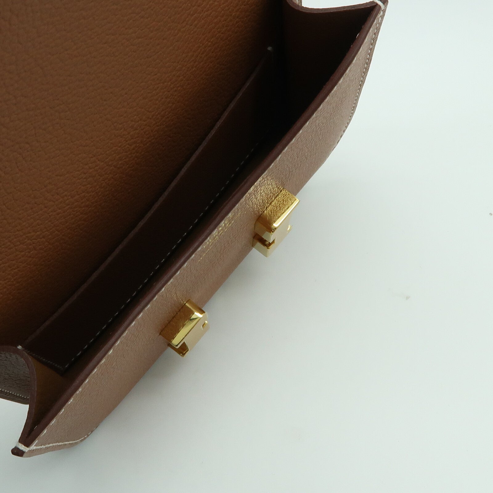 HERMES Evercolor皮革Constance Slim金扣錢包Gold