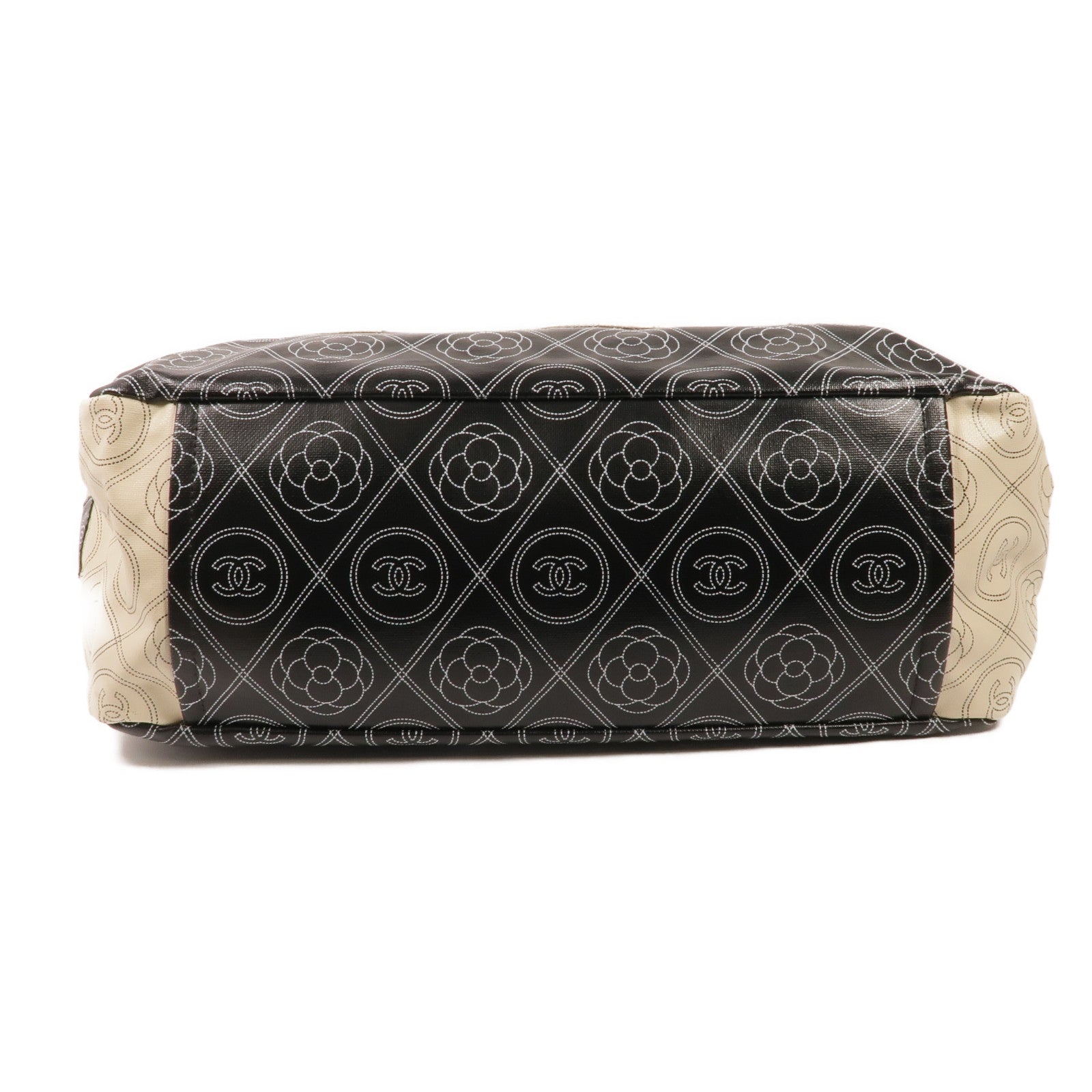 CHANEL 塗層帆布2 Way Tote銀扣手挽肩背兩用袋