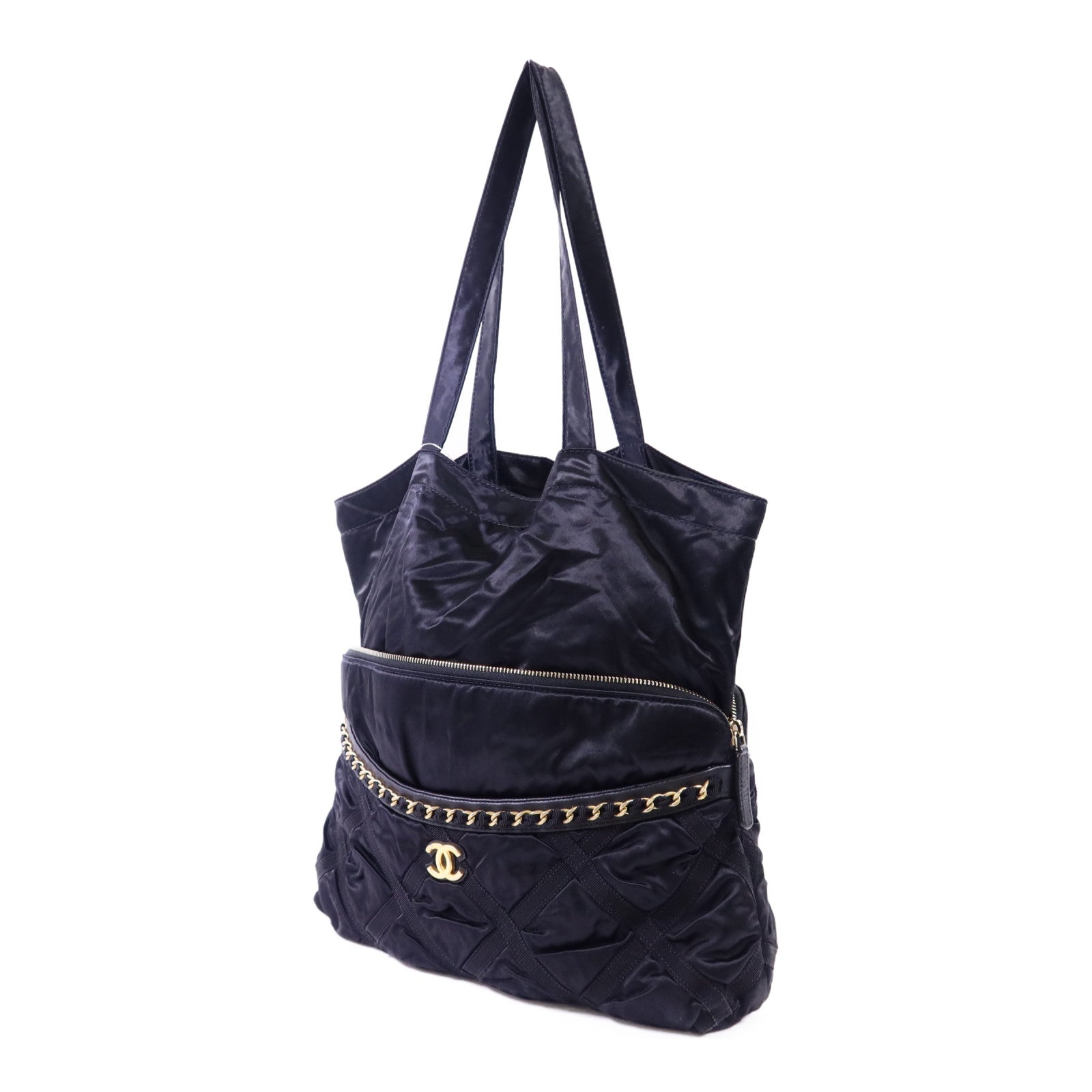 CHANEL 緞布Grosgrain Tote Bag金扣手挽袋