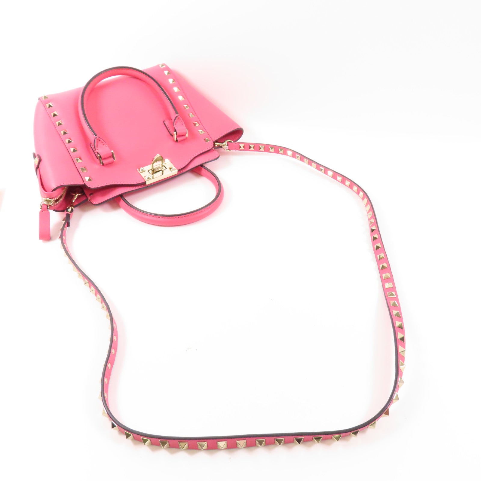 Valentino 牛皮皮革2 Way Shoulder金扣手挽肩背兩用袋