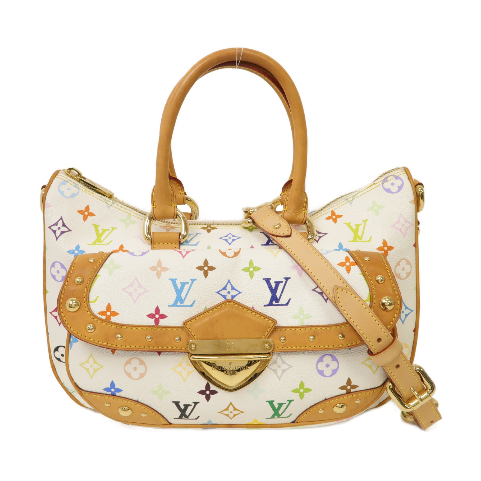 LOUIS VUITTON Monogram Multicolore Rita金扣手挽肩背兩用袋白色