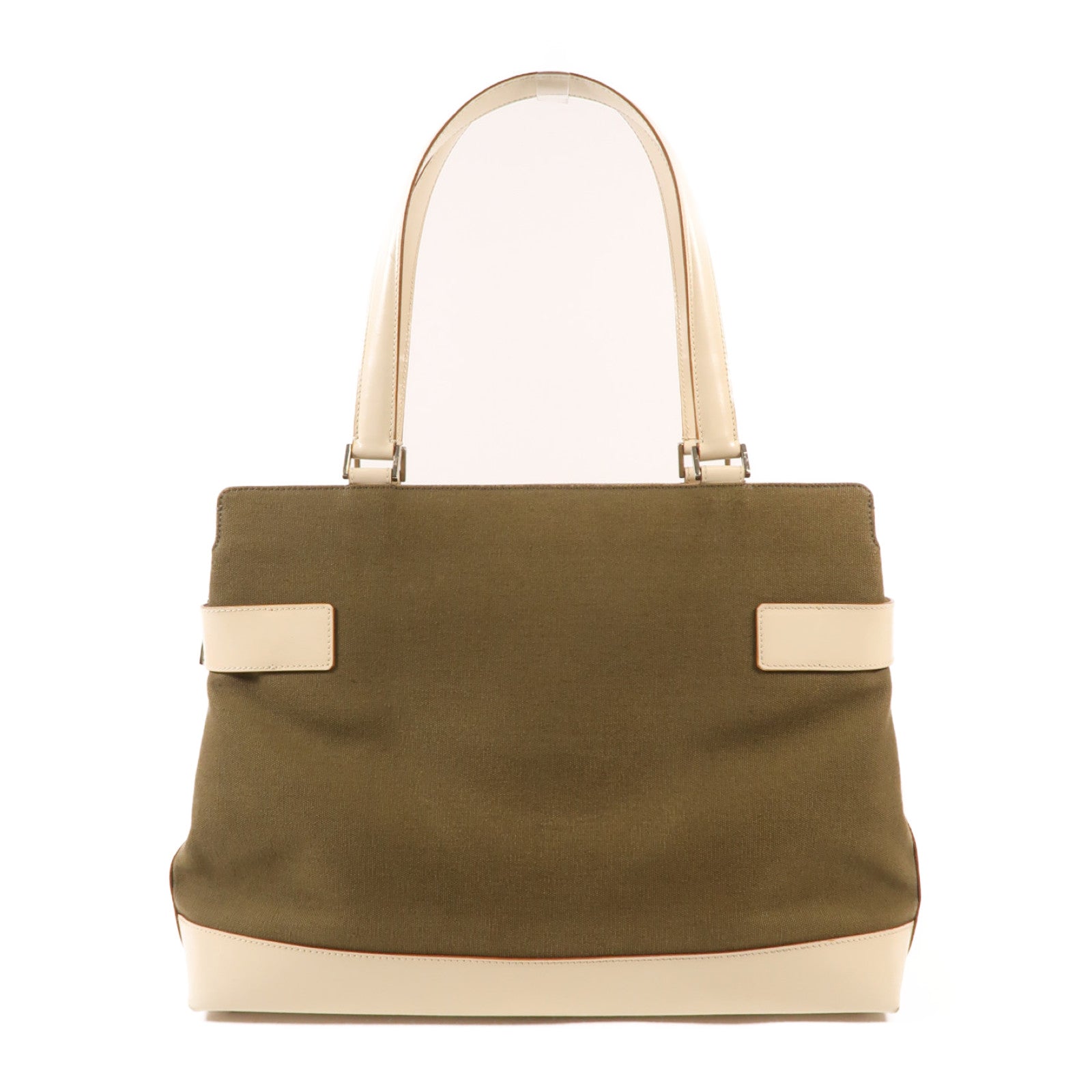 Salvatore Ferragamo 帆布/皮革2 Way Shoulder銀扣手挽肩背兩用袋