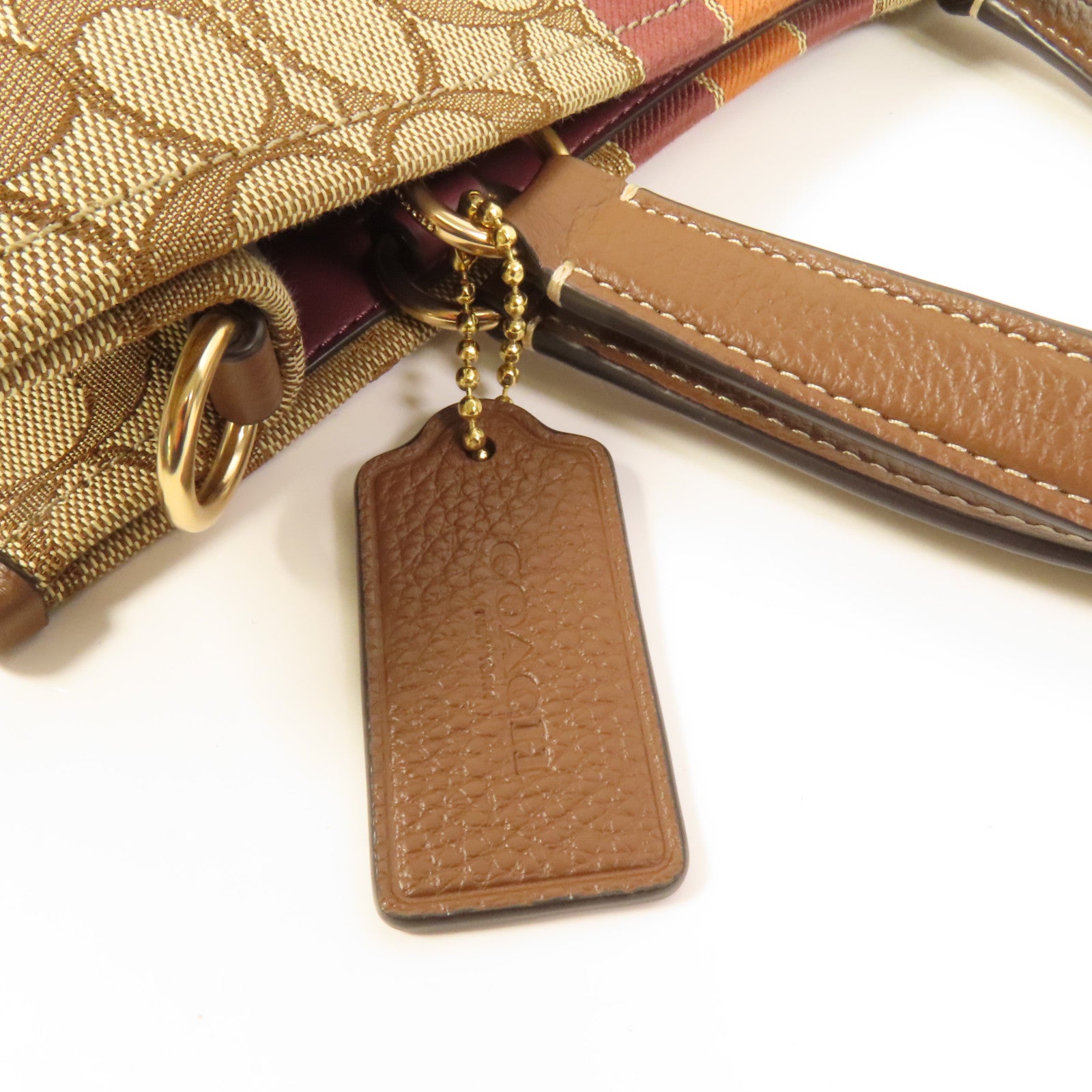 COACH 帆布2 Way Shoulder金扣手挽肩背兩用袋