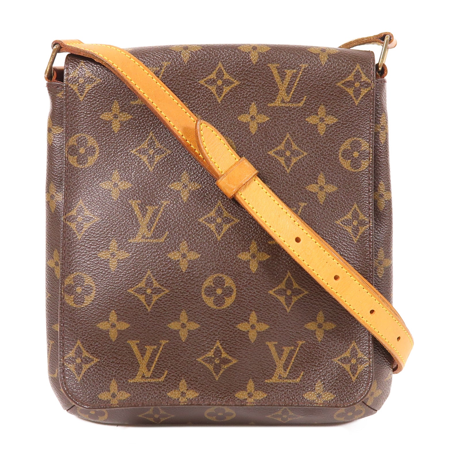 LOUIS VUITTON Monogram Musette Salsa金扣肩背袋棕色