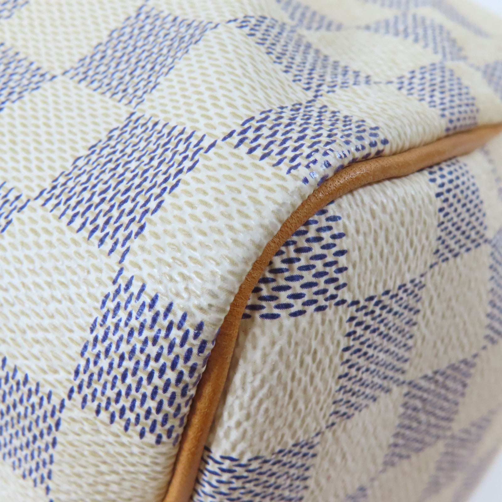 LOUIS VUITTON Damier Azur Speedy 30金扣手挽袋白色