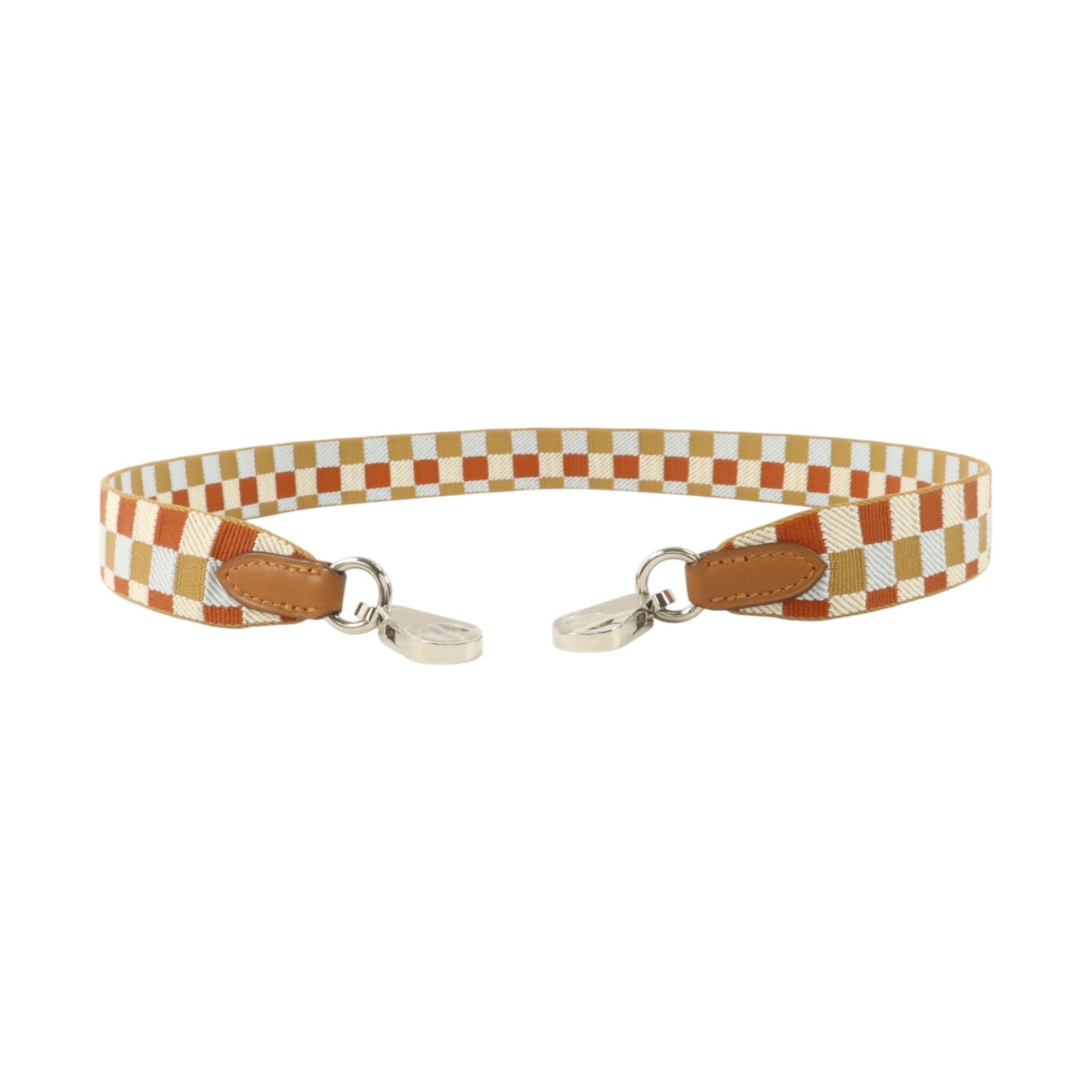 HERMES 帆布/Swift皮革Strap 70cm銀扣肩帶Gold