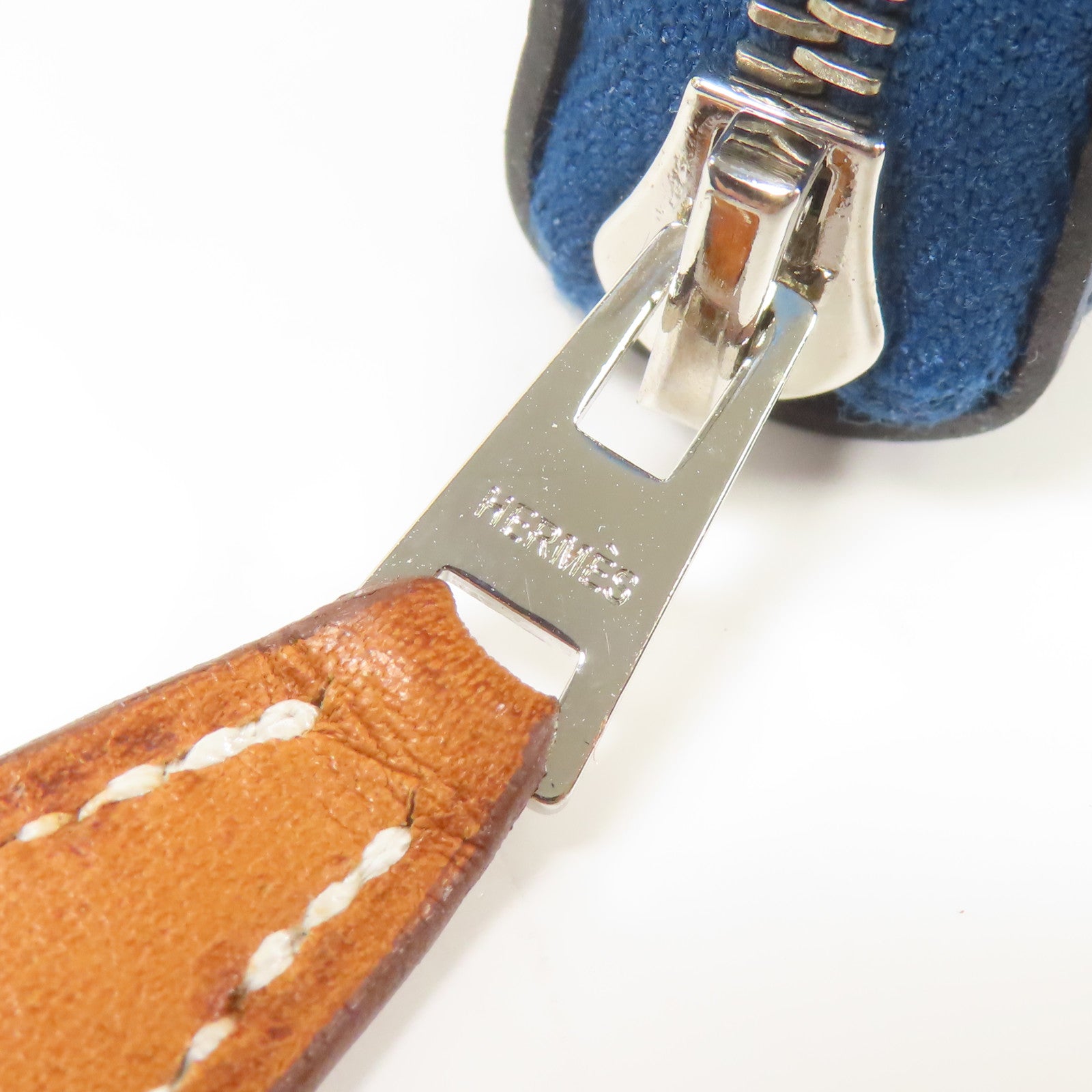 HERMES Epsom皮革Silk In銀扣長錢包Deep Blue