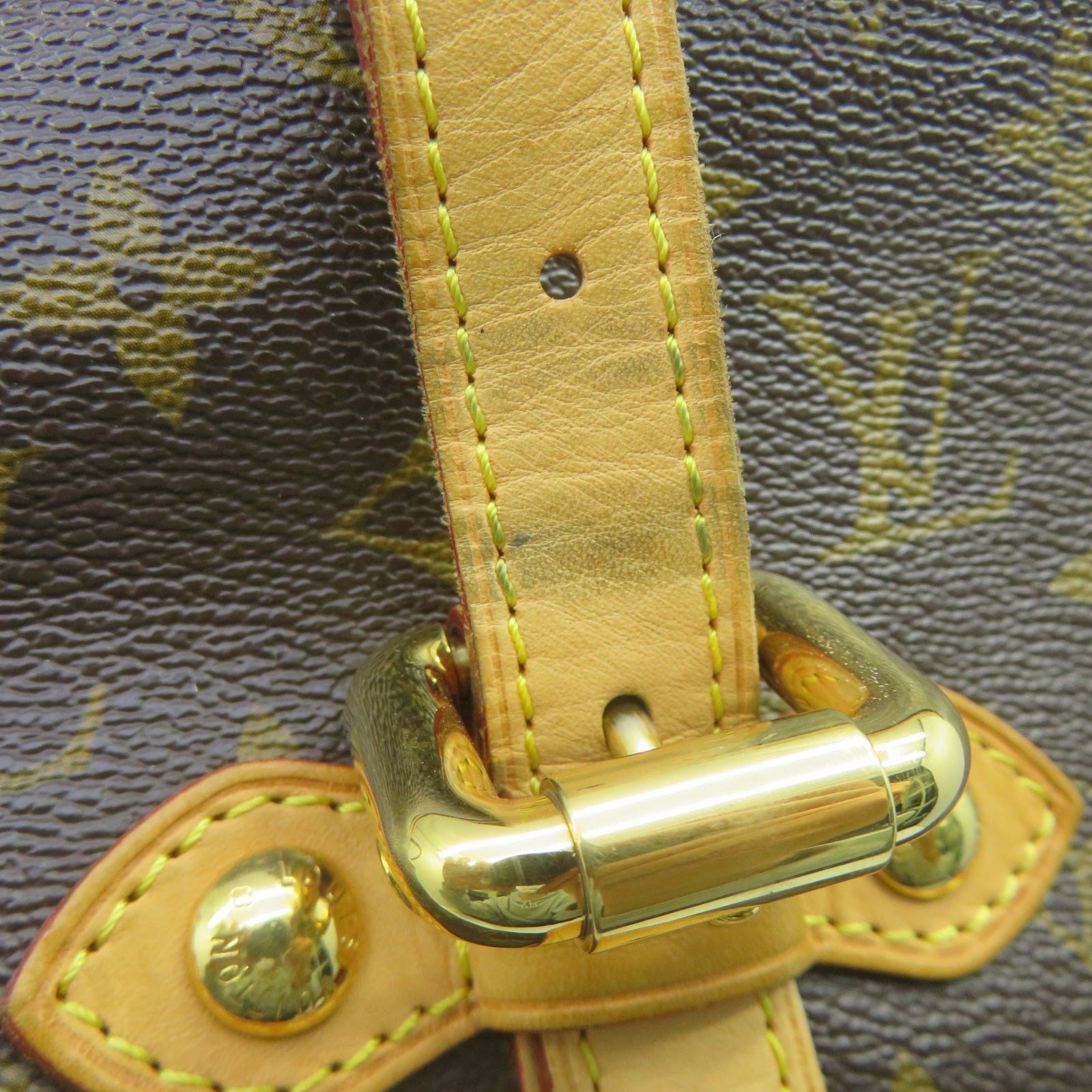 LOUIS VUITTON Monogram Palermo GM gold buckle shoulder shoulder bag brown