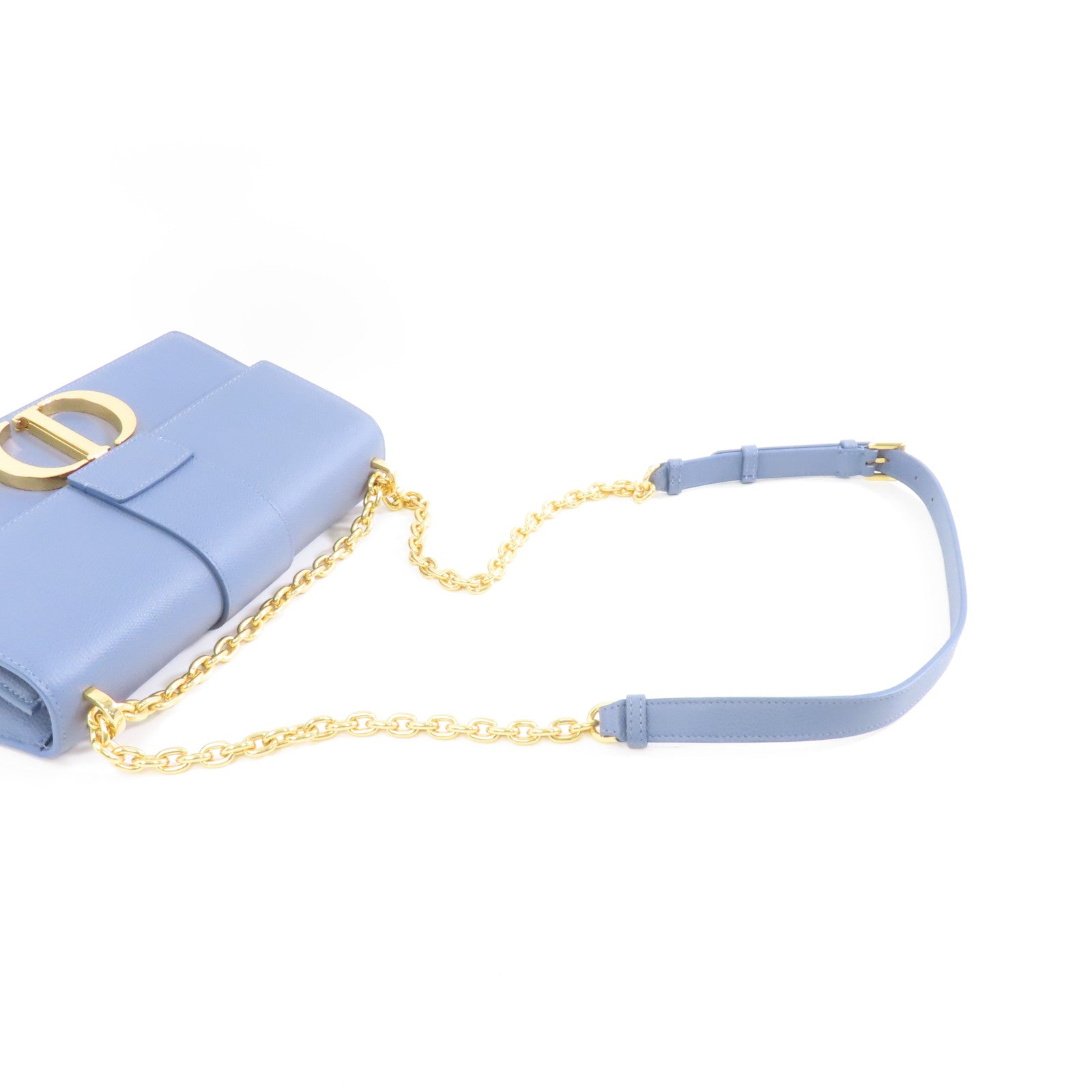 Dior 牛皮皮革Montaigne 30金扣鏈帶肩背袋藍色