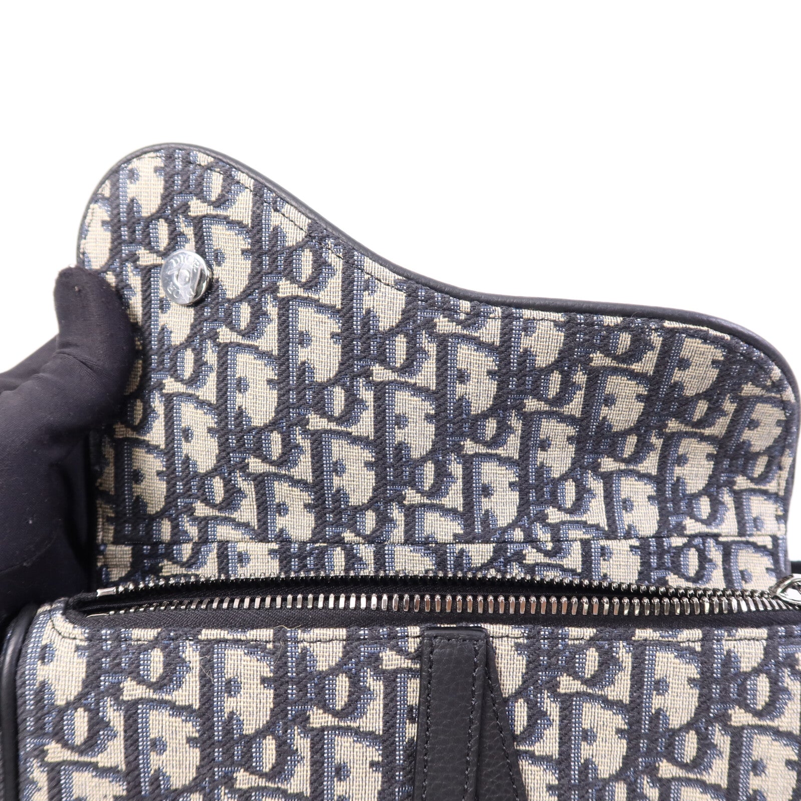 Dior 帆布Mini Saddle Bag銀扣肩背袋