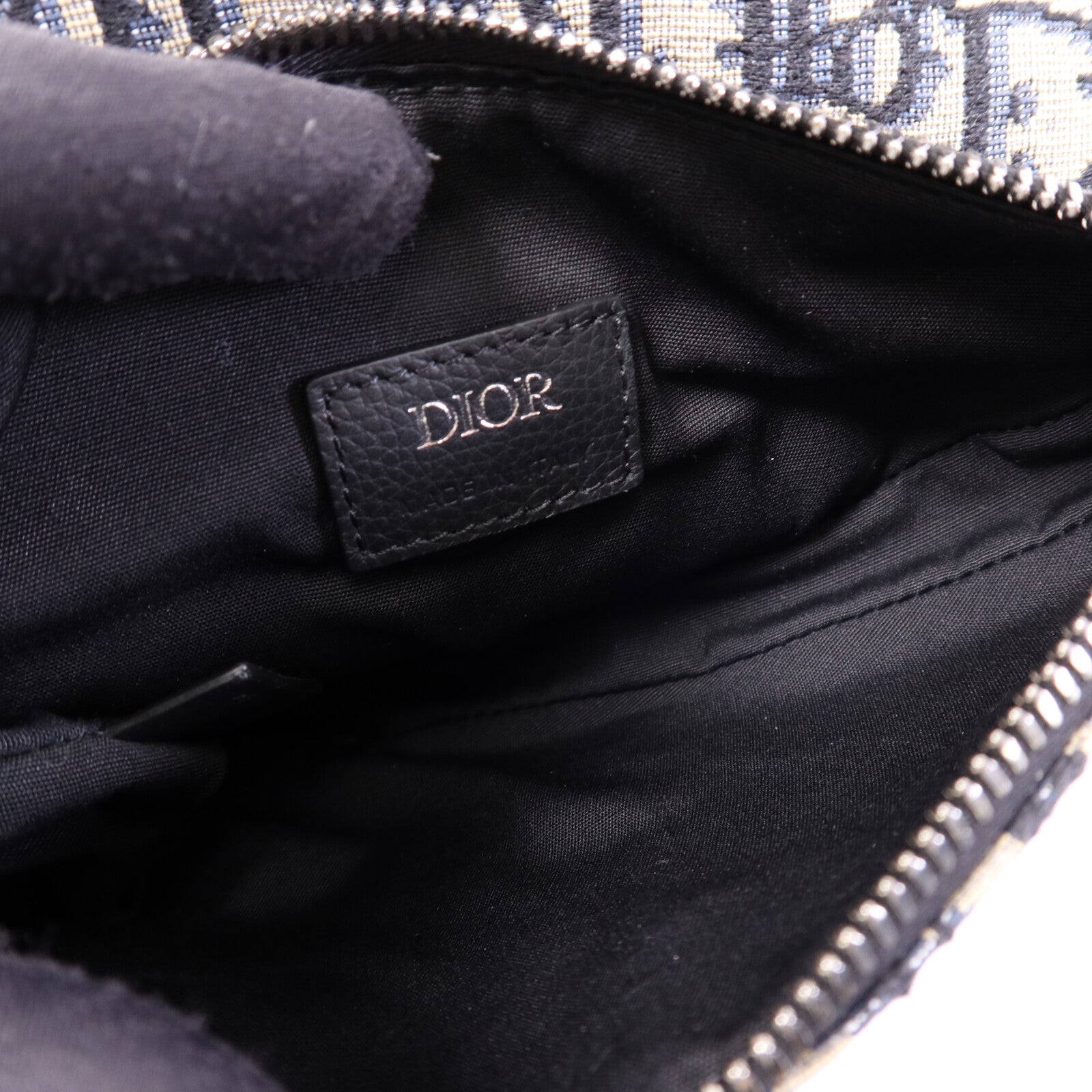 Dior 帆布Mini Saddle Bag銀扣肩背袋