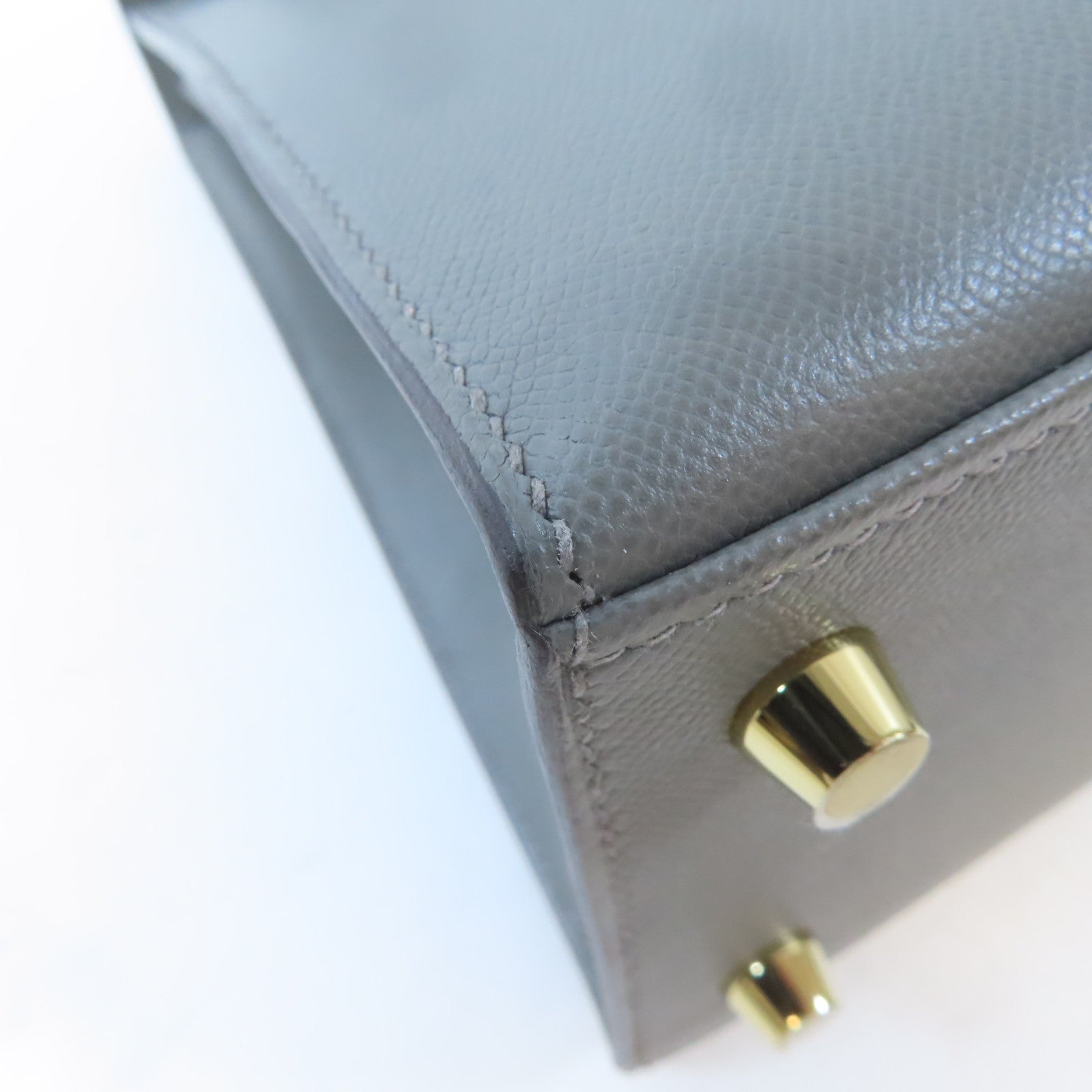 HERMES Madame皮革Kelly 25金扣手挽肩背兩用袋Gris Meyer灰色