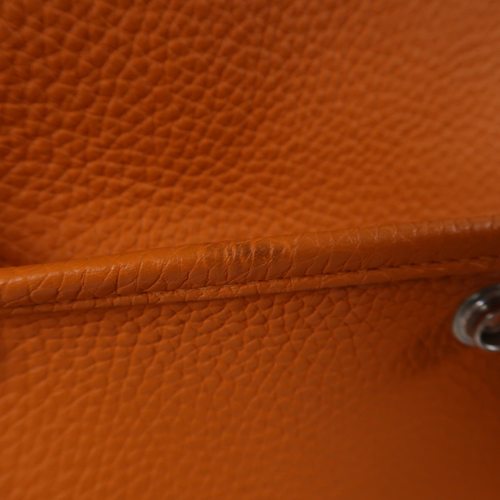 HERMES Clemence皮革Evelyne GM銀扣肩背袋Apricot杏桃黃– Brand