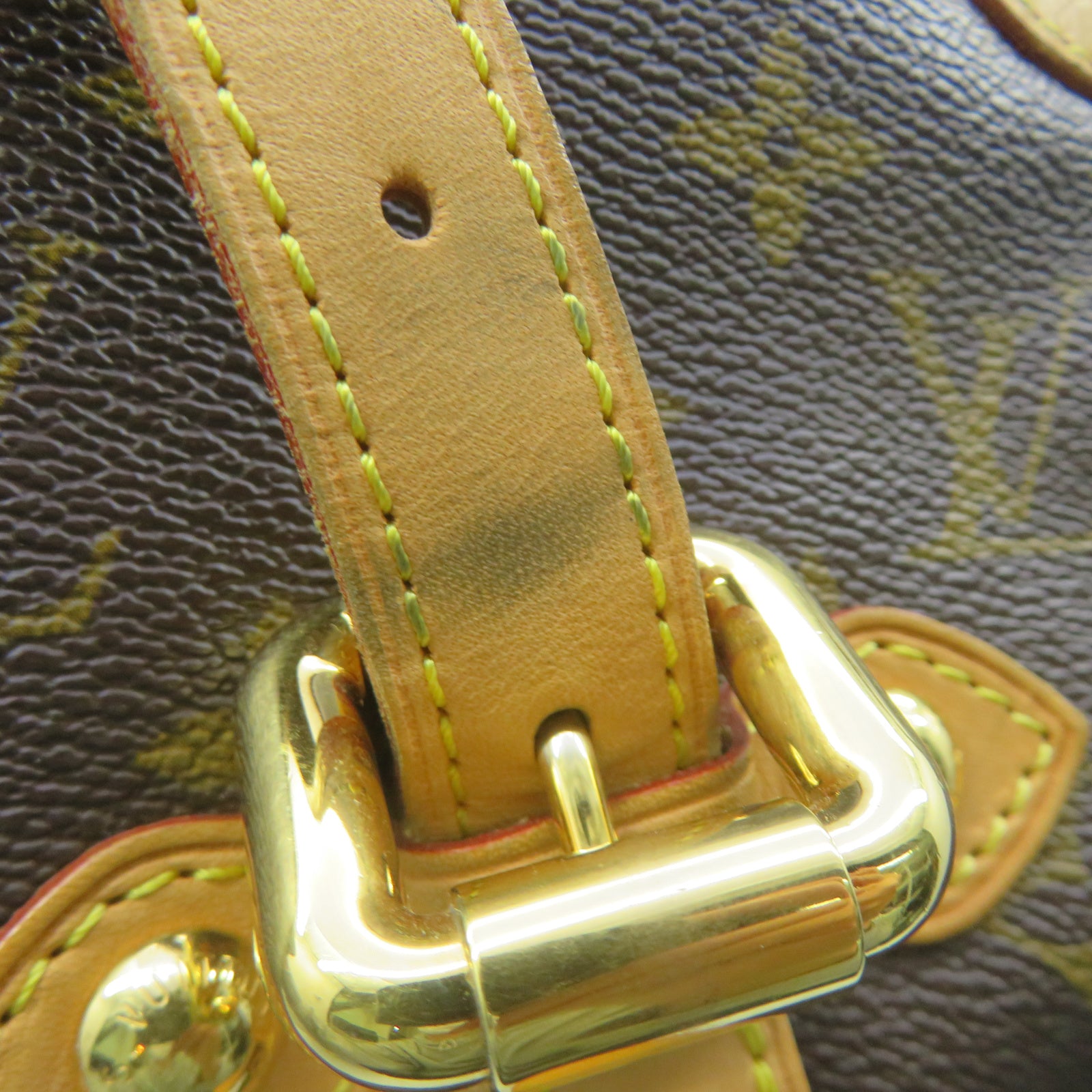 LOUIS VUITTON Monogram Palermo GM gold buckle shoulder shoulder bag brown
