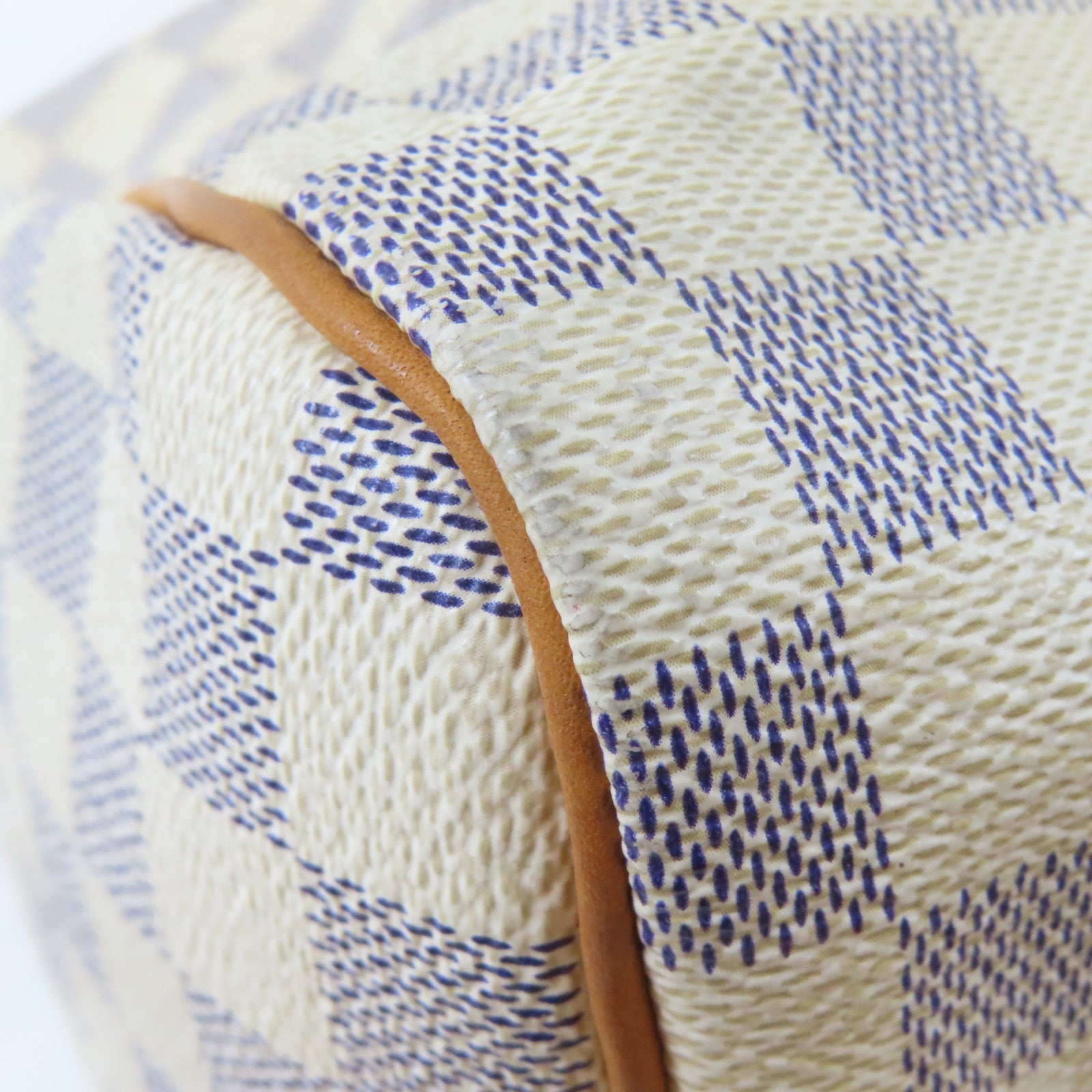 LOUIS VUITTON Damier Azur Speedy 30金扣手挽袋白色