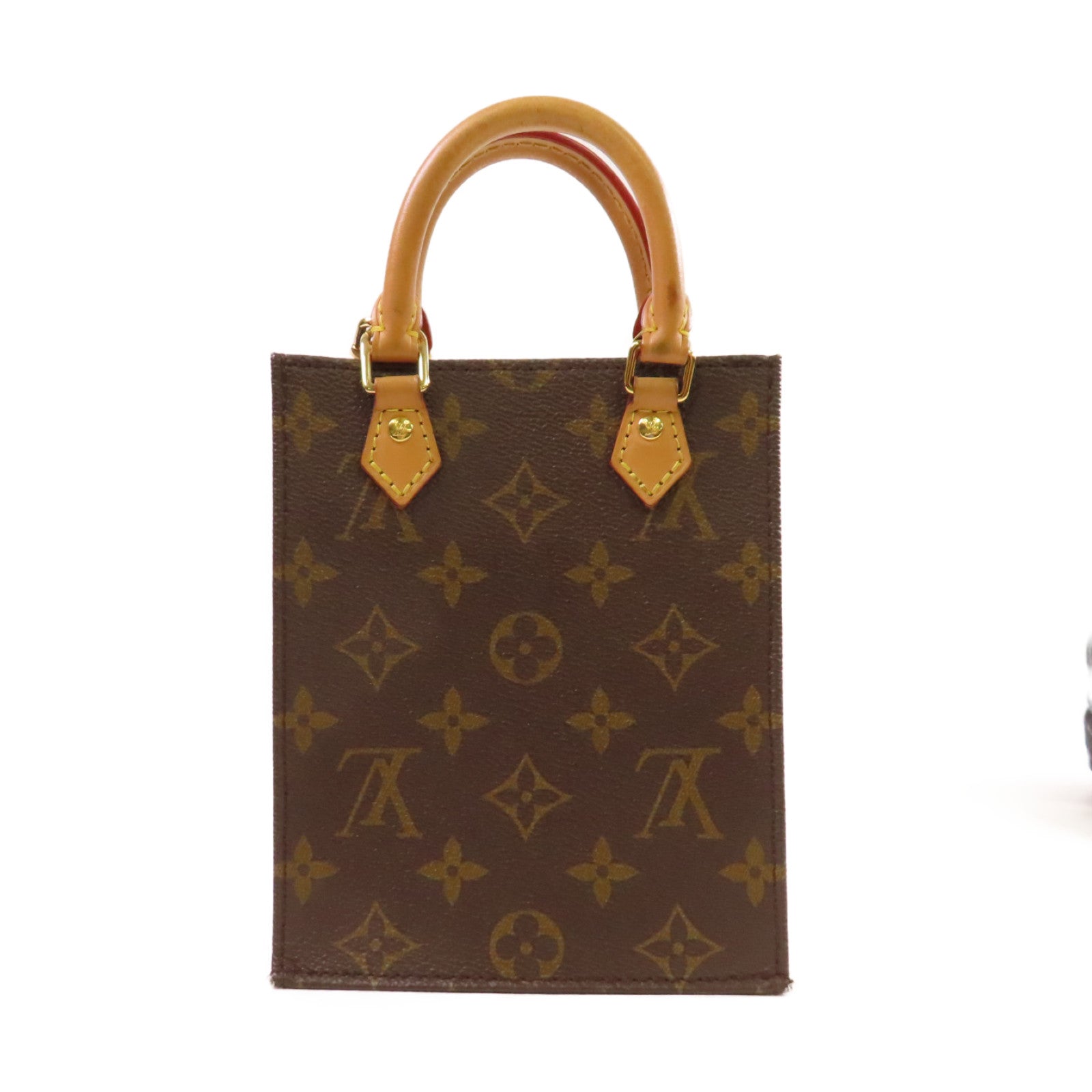 LOUIS VUITTON 【激減優惠】Monogram Petit Sac Plat 2Way Shoulder Bag金扣手挽肩背兩用袋啡色