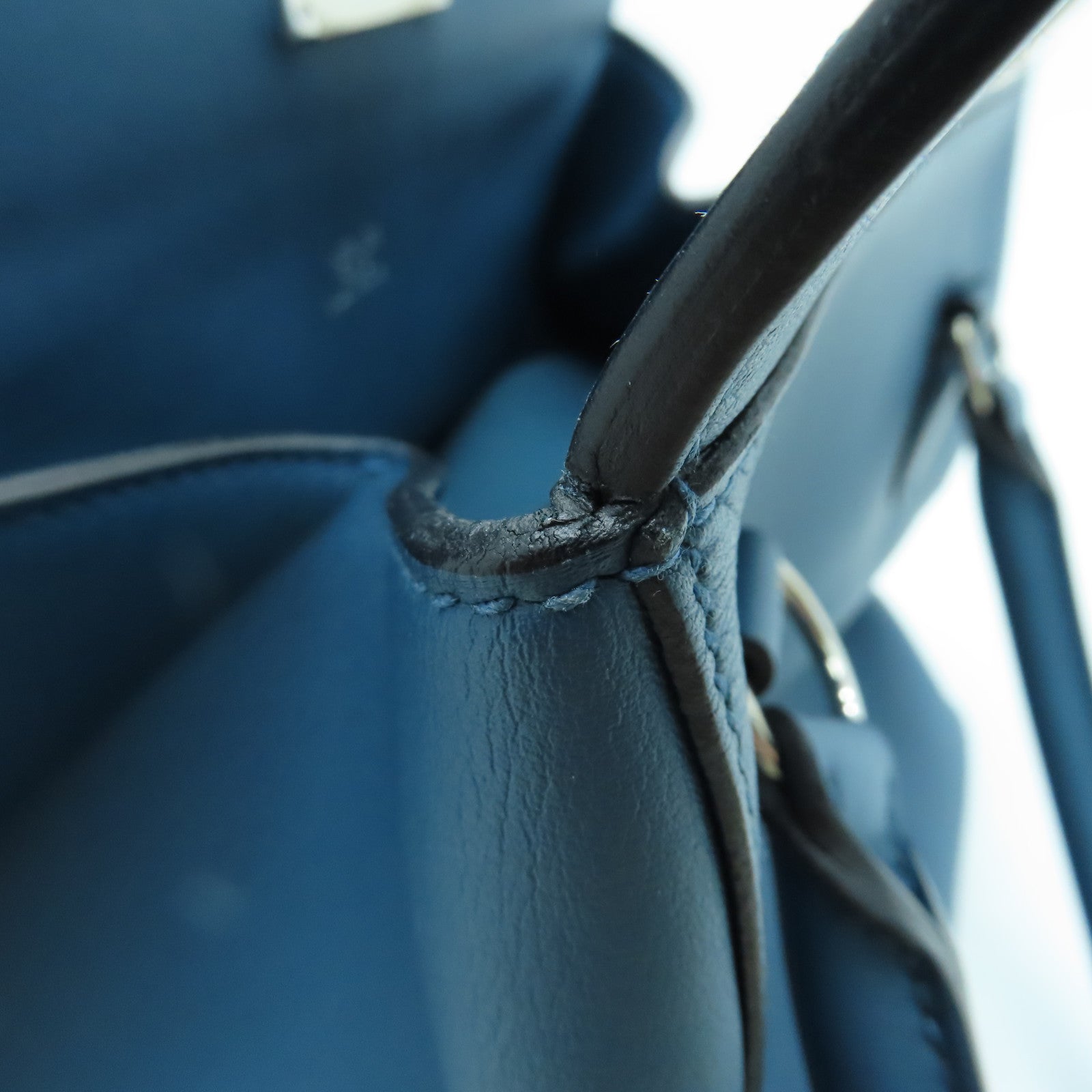 HERMES Swift皮革Tool Box 20银扣手挽肩背两用袋Blue Izmir/蓝色