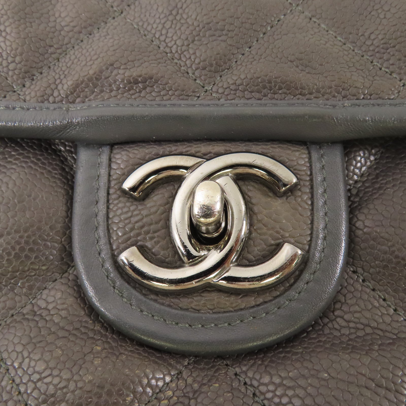 CHANEL 牛皮皮革Chain Shoulder銀扣肩背袋