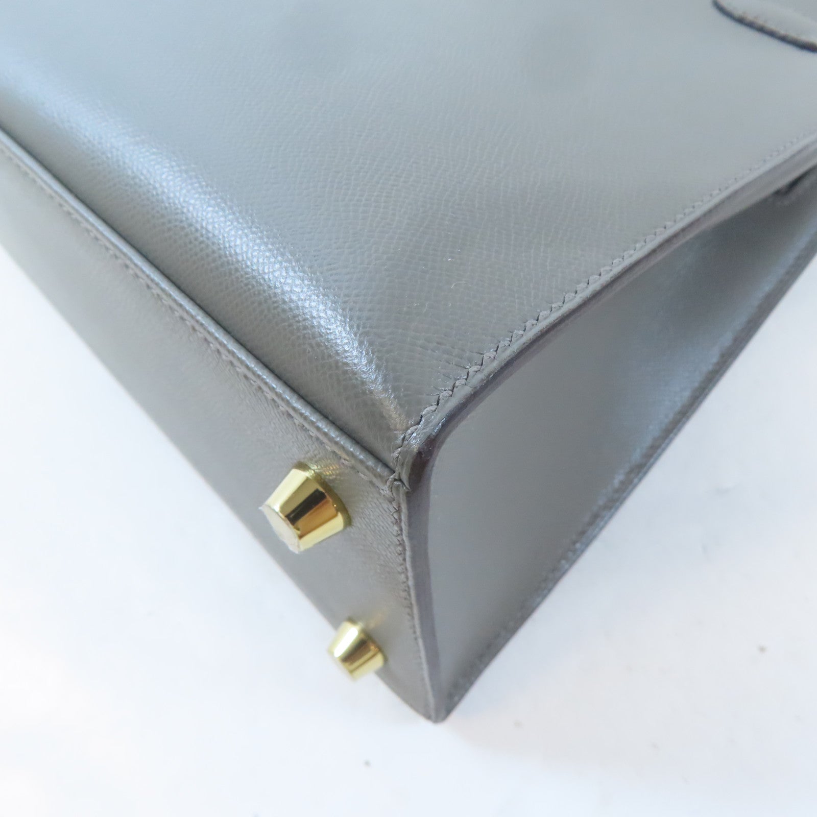 HERMES Madame皮革Kelly 25金扣手挽肩背兩用袋Gris Meyer灰色