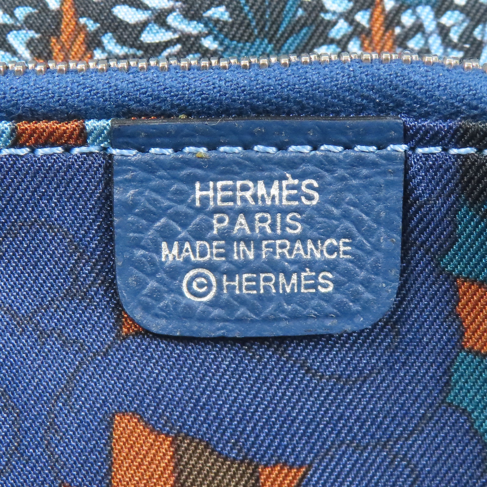 HERMES PHW Silk In Long Wallet Epsom Leather Deep Blue