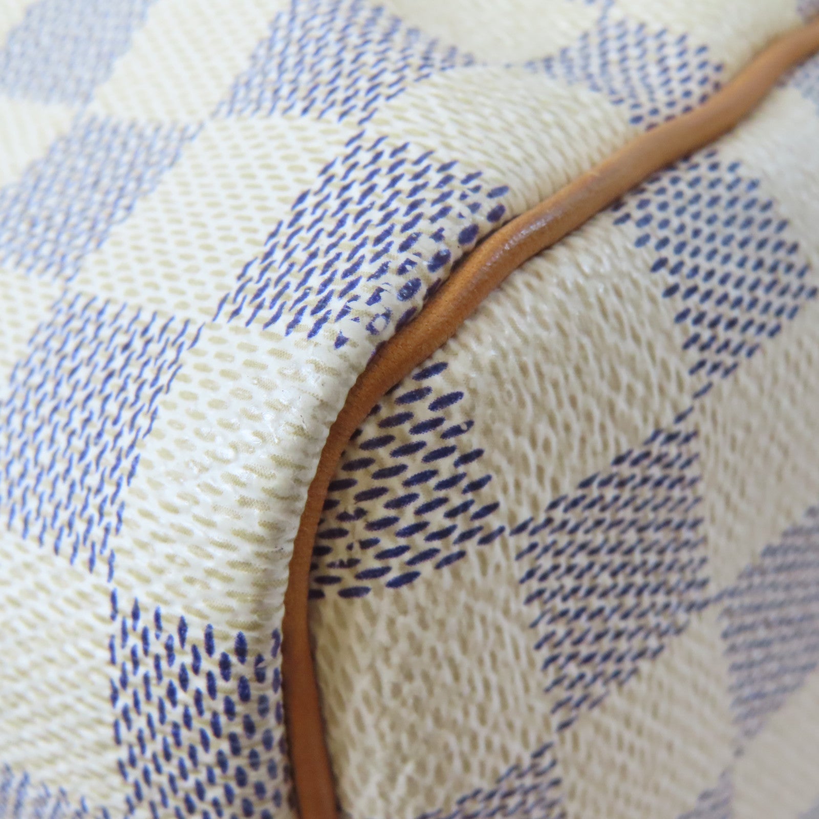 LOUIS VUITTON Damier Azur Speedy 30金扣手挽袋白色