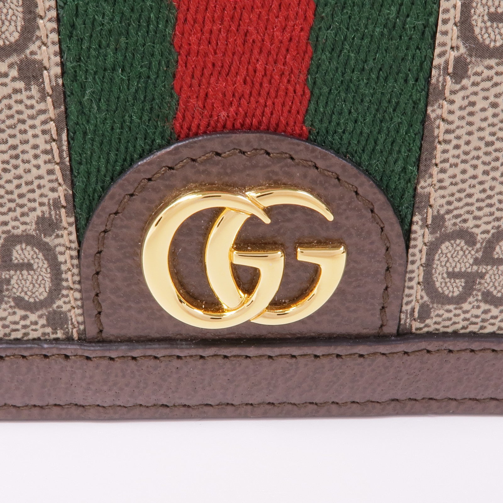 GUCCI 塗層帆布Ophidia GG金扣錢包