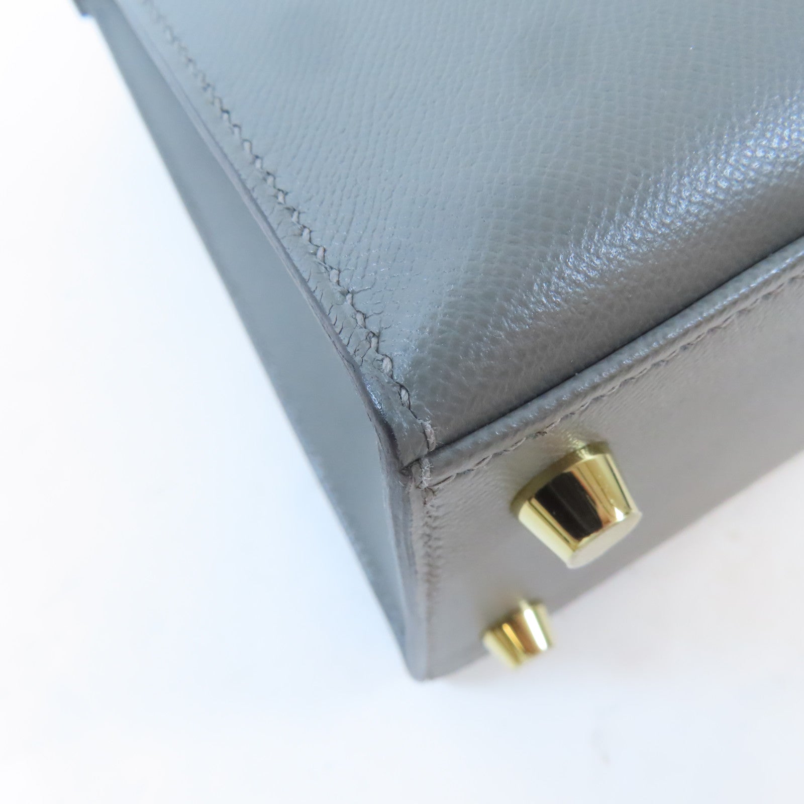 HERMES Madame皮革Kelly 25金扣手挽肩背兩用袋Gris Meyer灰色