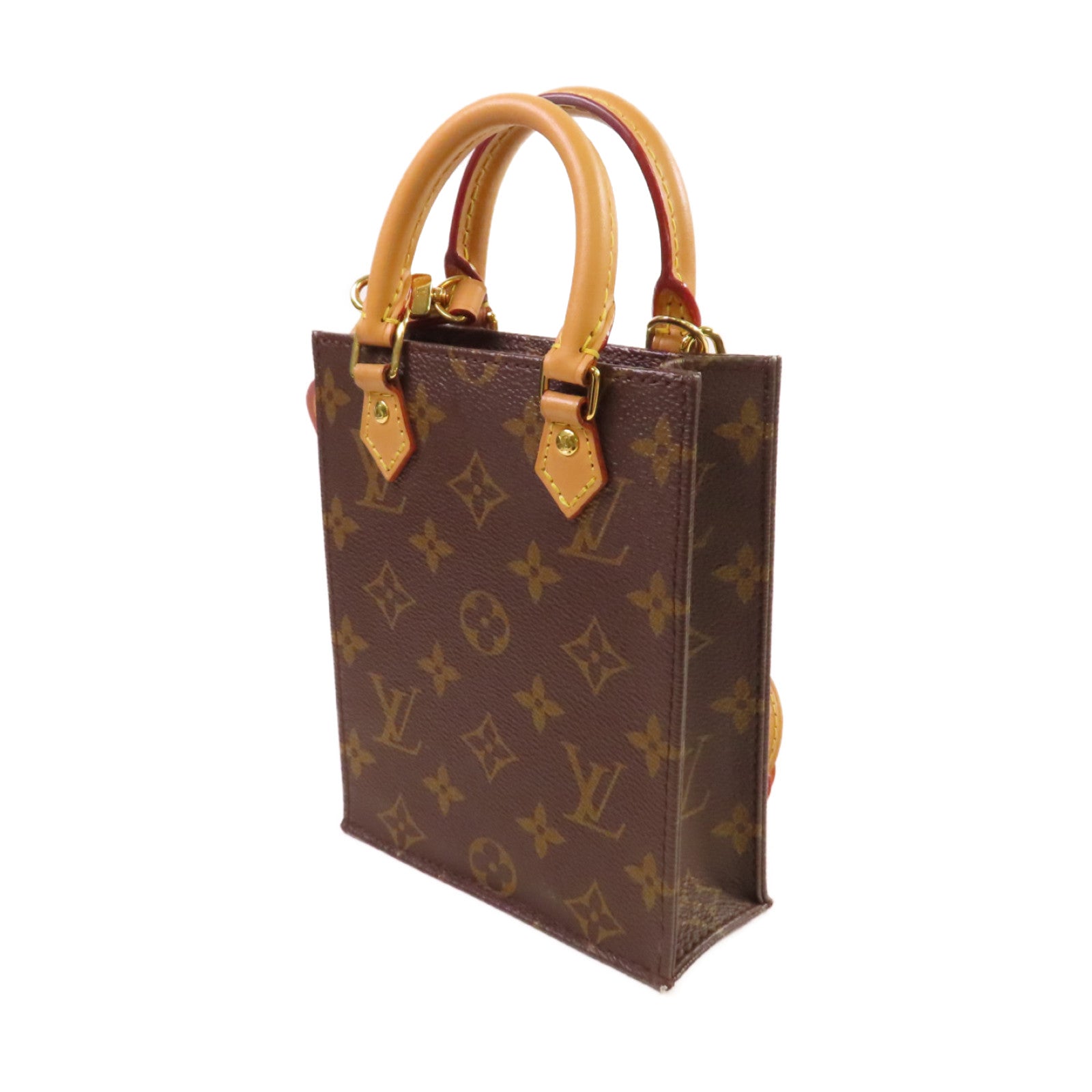 LOUIS VUITTON 【激減優惠】Monogram Petit Sac Plat 2Way Shoulder Bag金扣手挽肩背兩用袋啡色