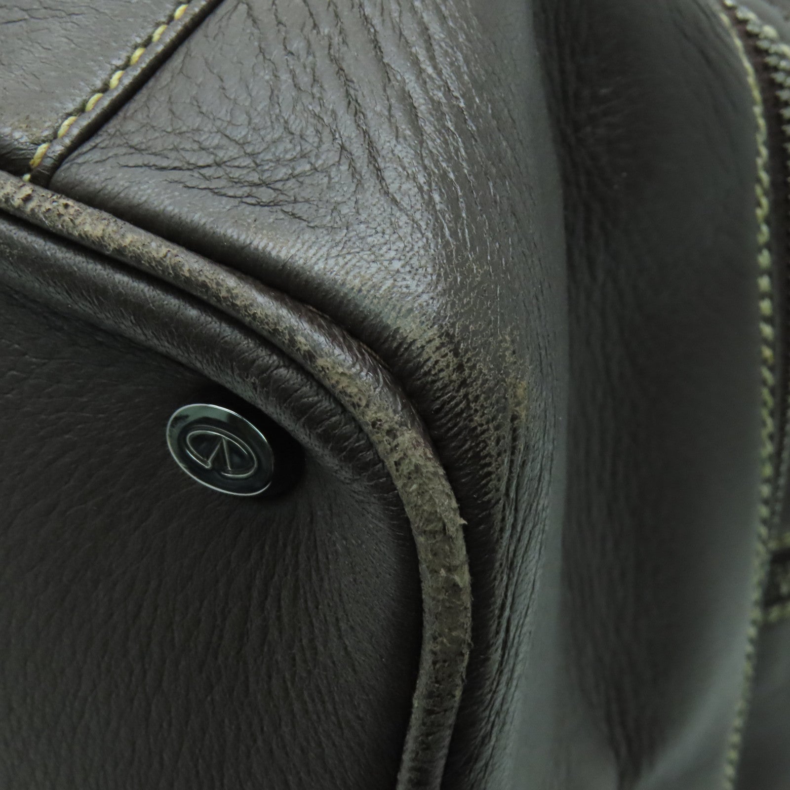 Valentino 【激減優惠】牛皮皮革Shoulder Bag銀扣肩背袋棕色