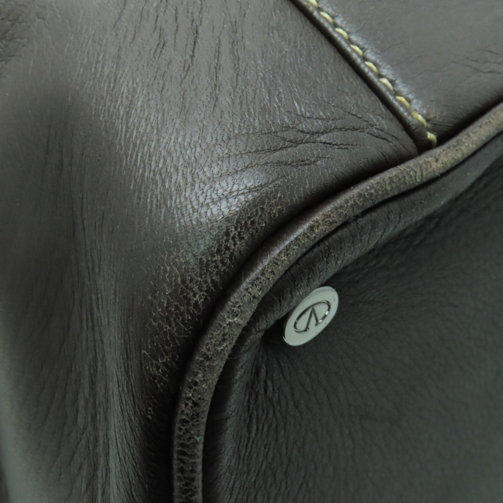 Valentino 【激減優惠】牛皮皮革Shoulder Bag銀扣肩背袋棕色