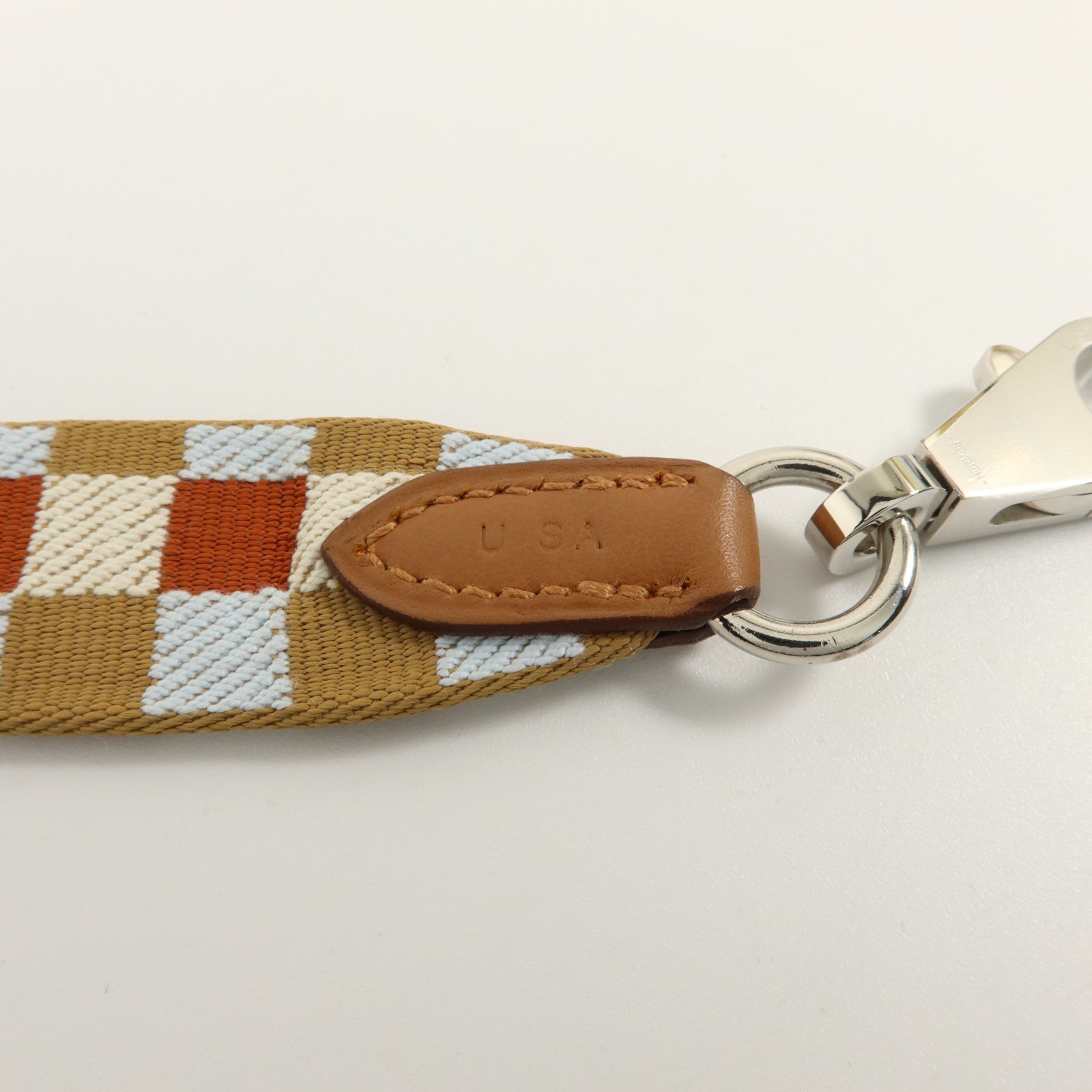 HERMES 帆布/Swift皮革Strap 70cm銀扣肩帶Gold