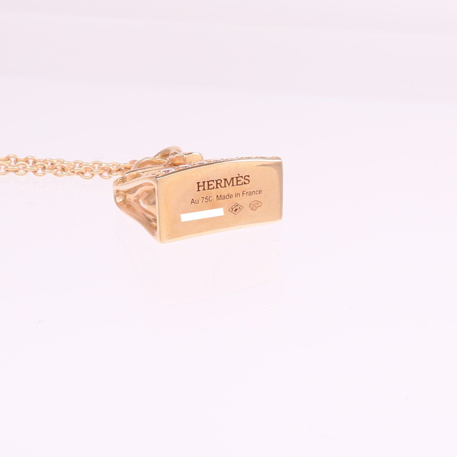 HERMES 18K玫瑰金Amulettes Kelly Pendant鑽石項鍊