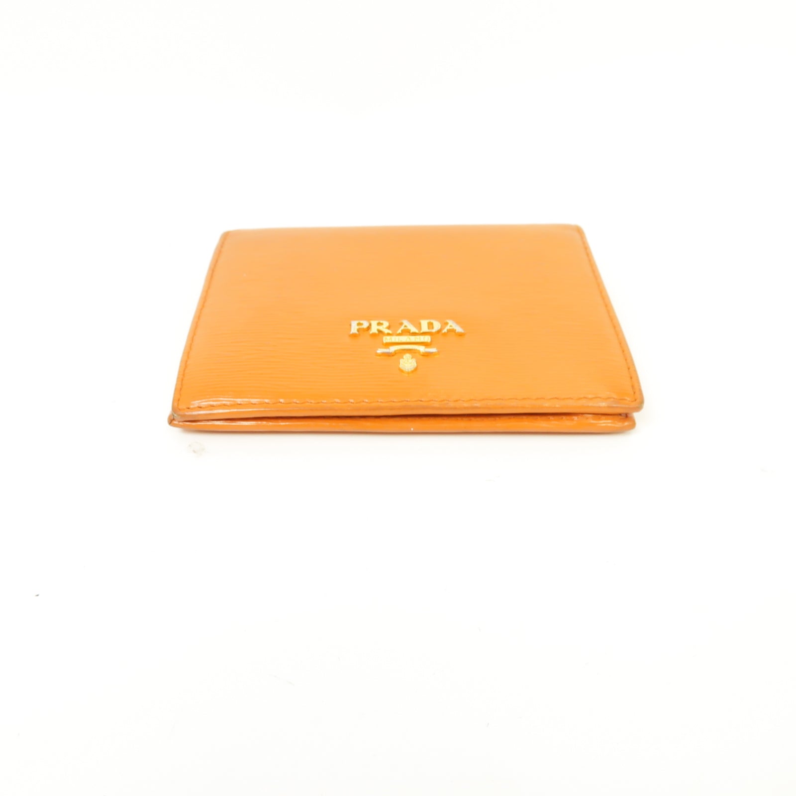 PRADA 牛皮皮革Wallet金扣錢包橙色