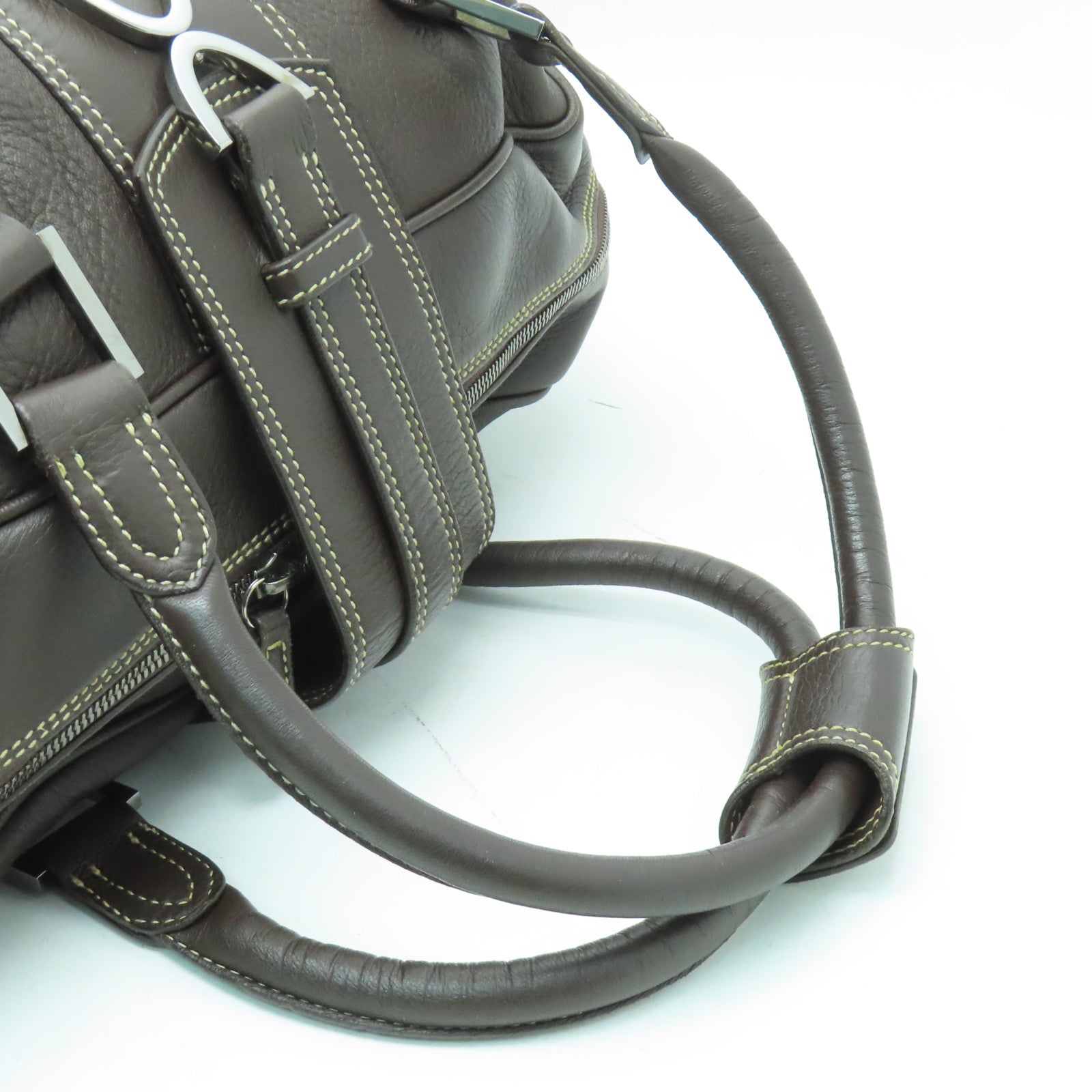 Valentino 【激減優惠】牛皮皮革Shoulder Bag銀扣肩背袋棕色