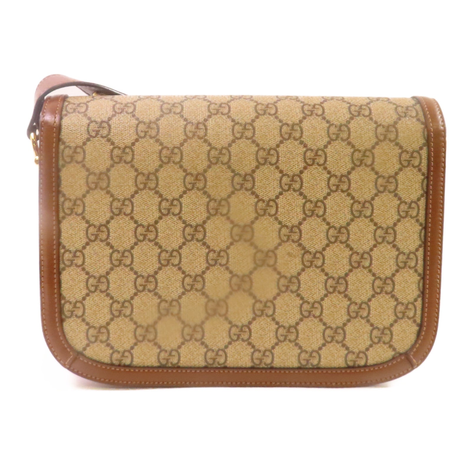 GUCCI 【激減優惠】塗層帆布Horsebit 1955 Shoulder Bag金扣肩背袋啡色