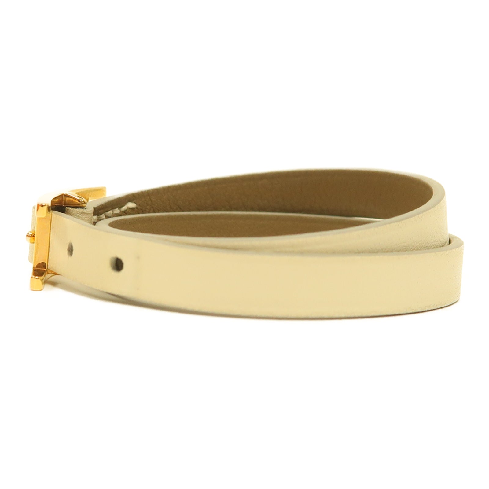 HERMES 【激減優惠】Swift皮革Behapi Double Tour Bracelet金扣手鐲淺藍色