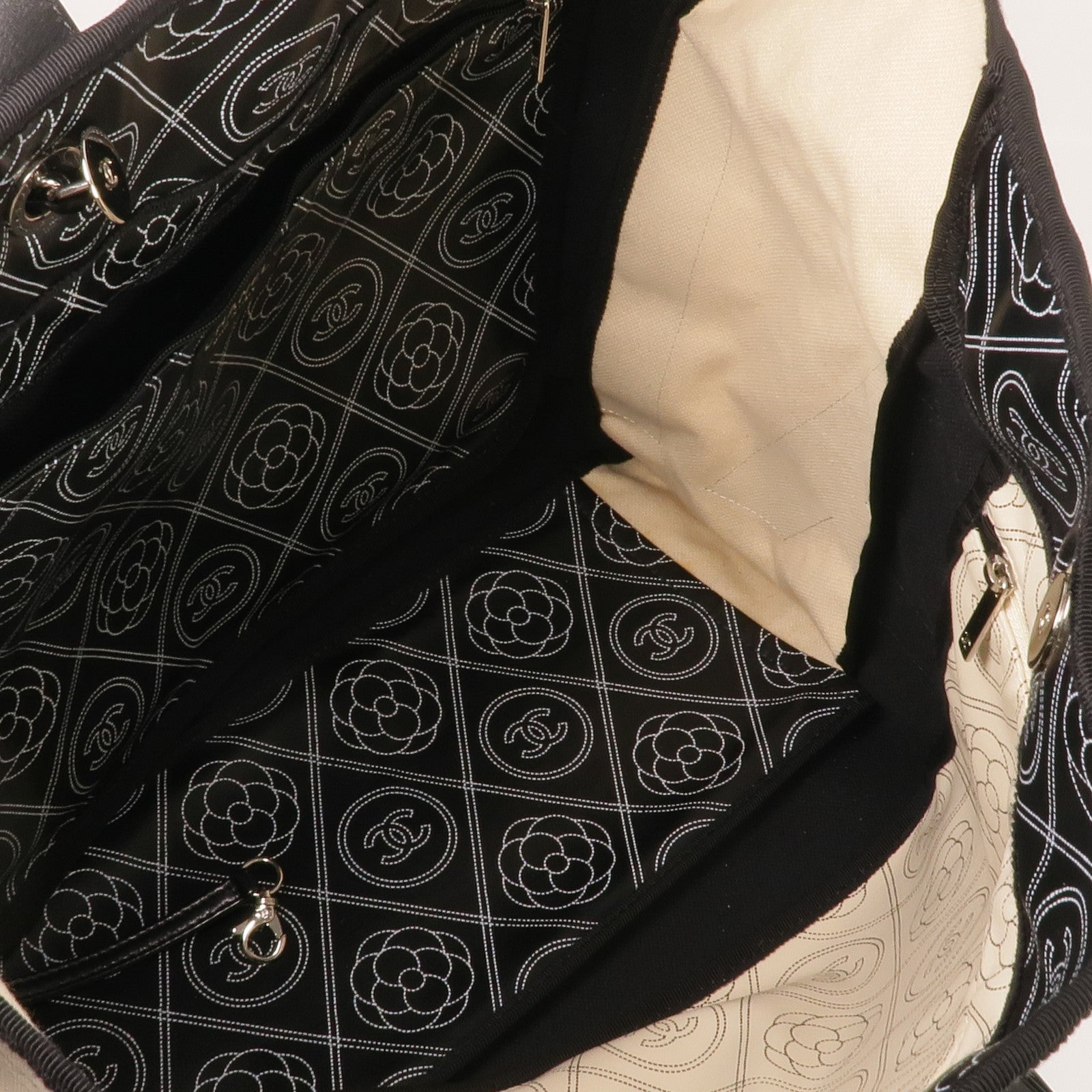 CHANEL 塗層帆布2 Way Tote銀扣手挽肩背兩用袋