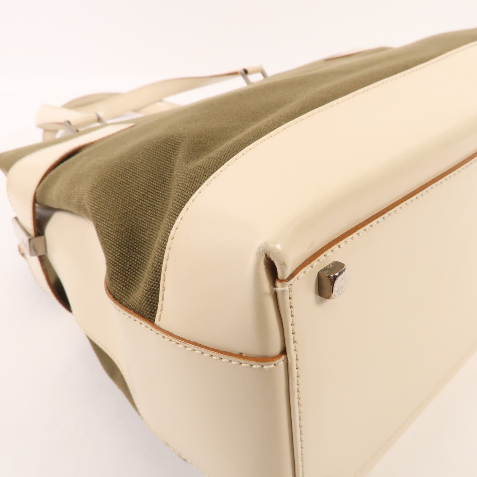 Salvatore Ferragamo 帆布/皮革2 Way Shoulder銀扣手挽肩背兩用袋