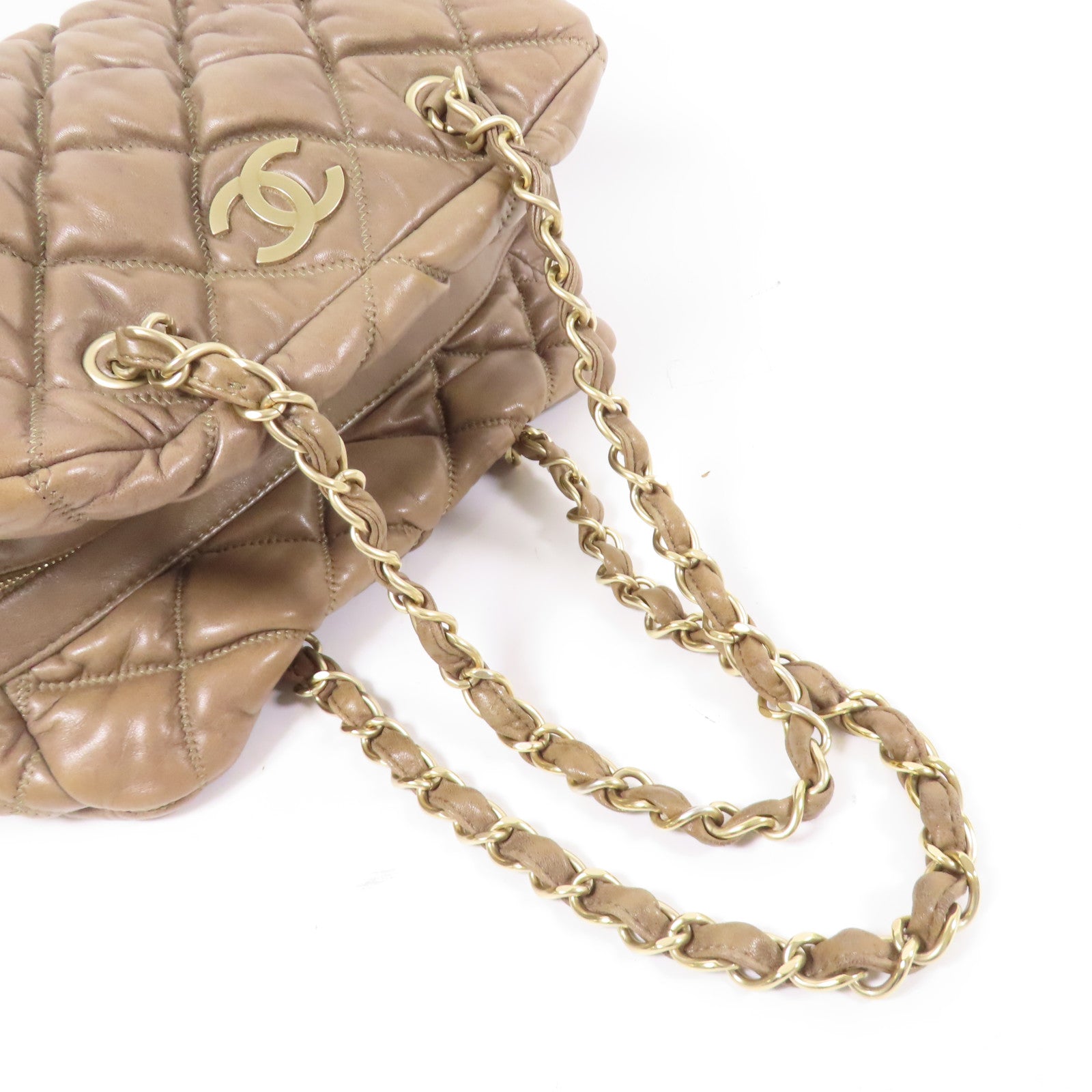 CHANEL 羊皮皮革Chain Shoulder金扣鏈帶肩背袋